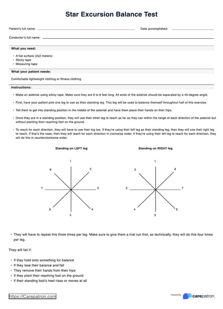 Star Excursion Balance Test U0026 Example Free PDF Download