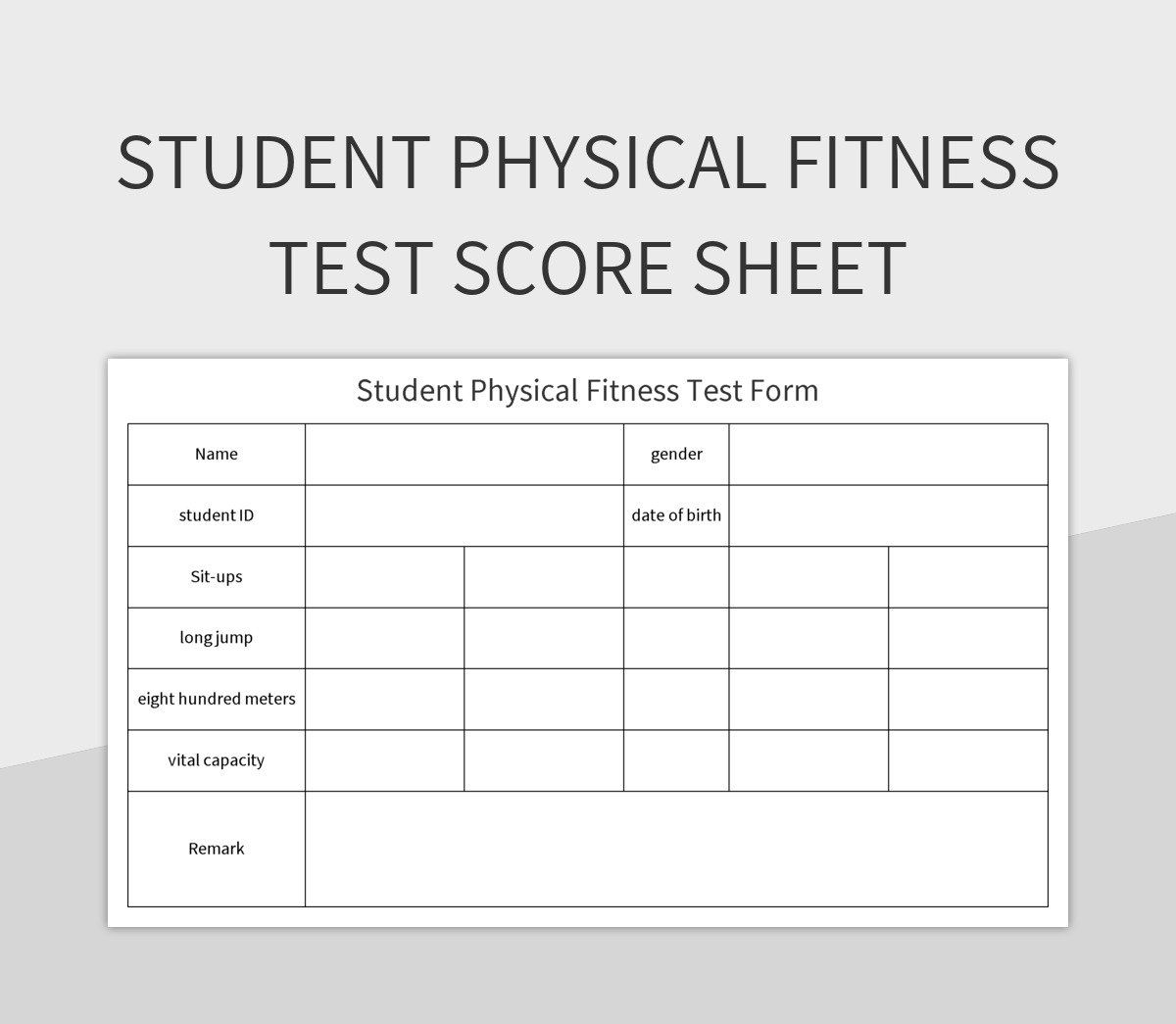 Student Physical Fitness Test Score Sheet Excel Template And Google Sheets File For Free Download Slidesdocs