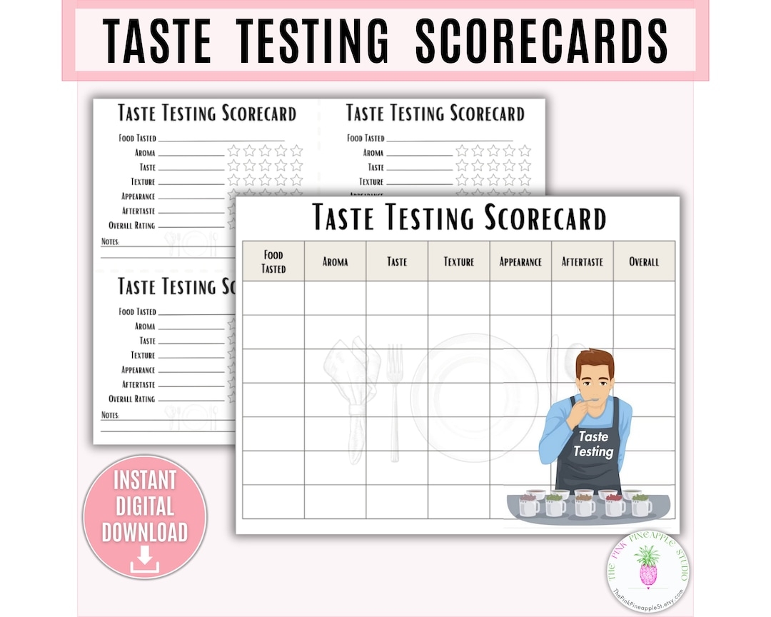 Taste Testing Scorecard Printable Cookoff Tasting Party Taste Test Tasting Card Fundraiser Cooking Competition Tasting Activity Game Etsy