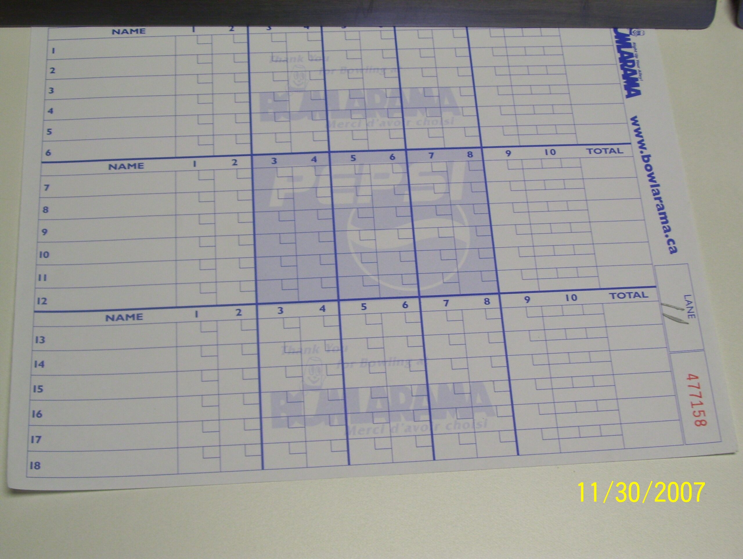 Auto Candlepin Bowling Score Sheet Auto Candlepin Bowling Score Sheet