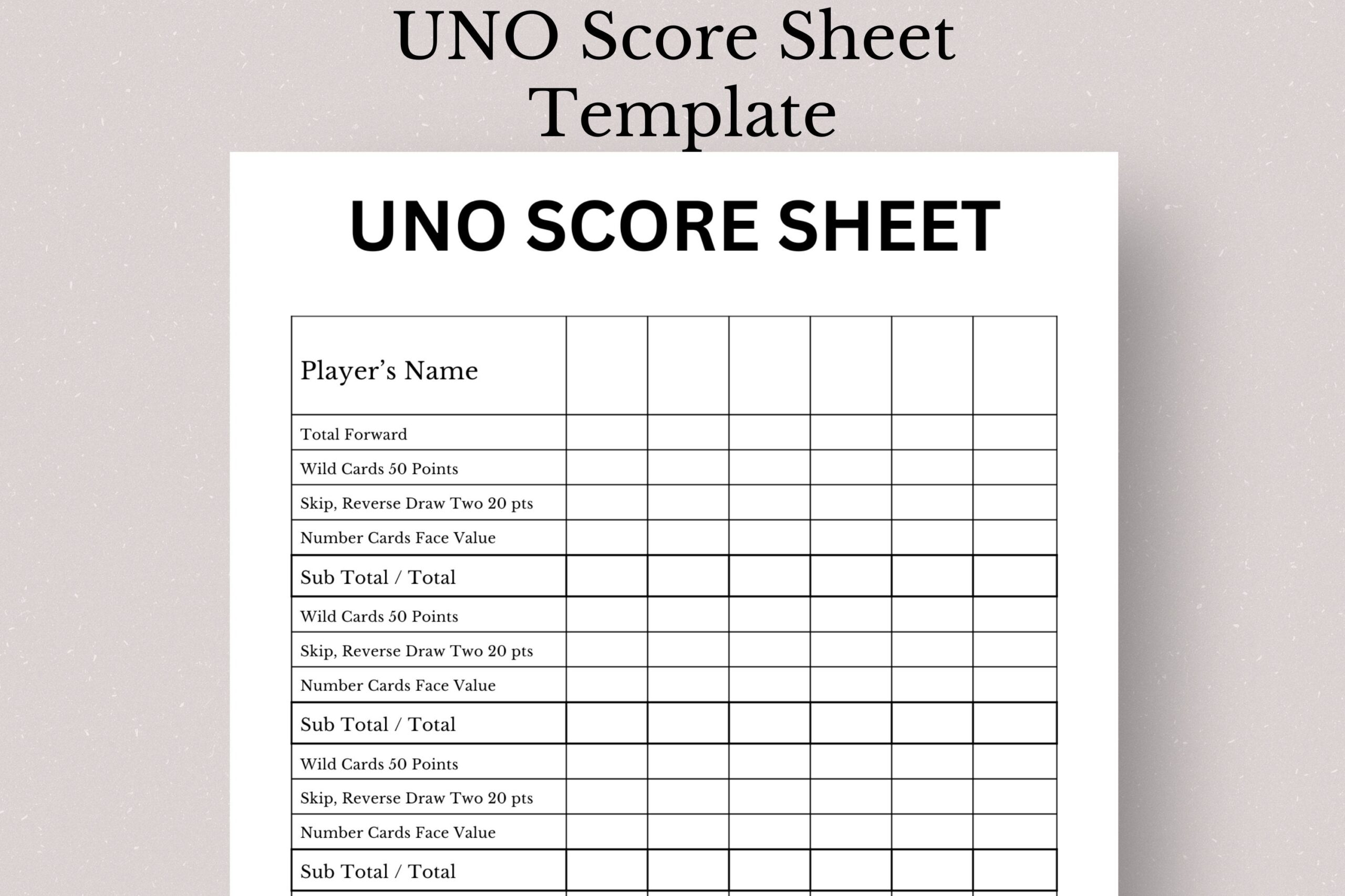 Uno Score Sheet Template Printable Uno Score Card Printable Uno Score Sheet Card Game Score Sheet Printable Uno Rules Uno Card Game Etsy