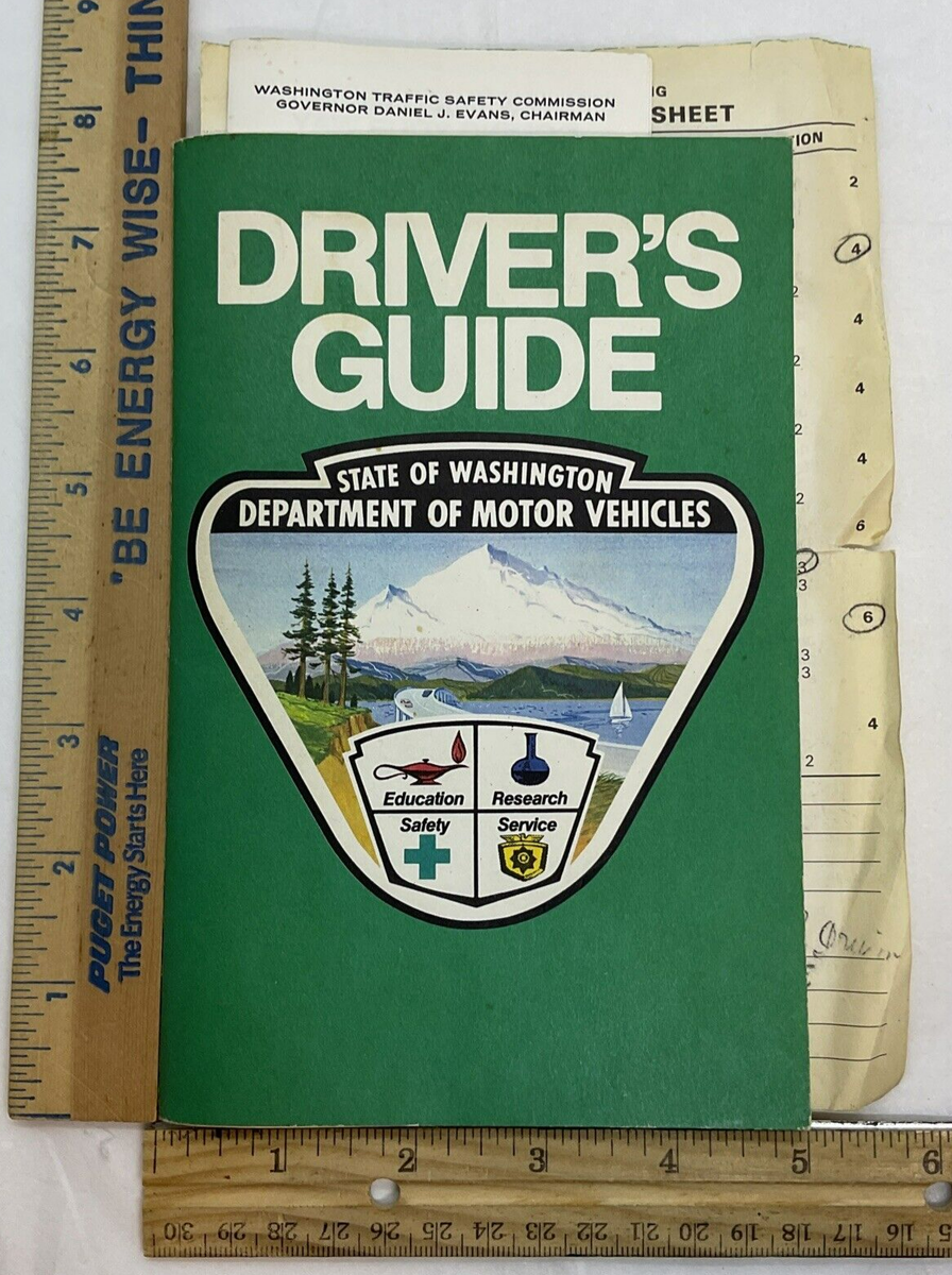 Vintage 1987 Washington State Driver s Guide Test Score Sheet U0026 New Road Signs EBay