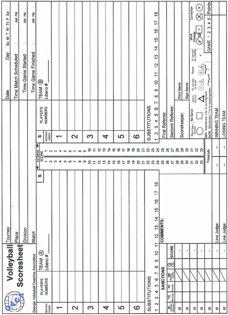 Volleyball Score Sheet Gvca Download Printable PDF Templateroller