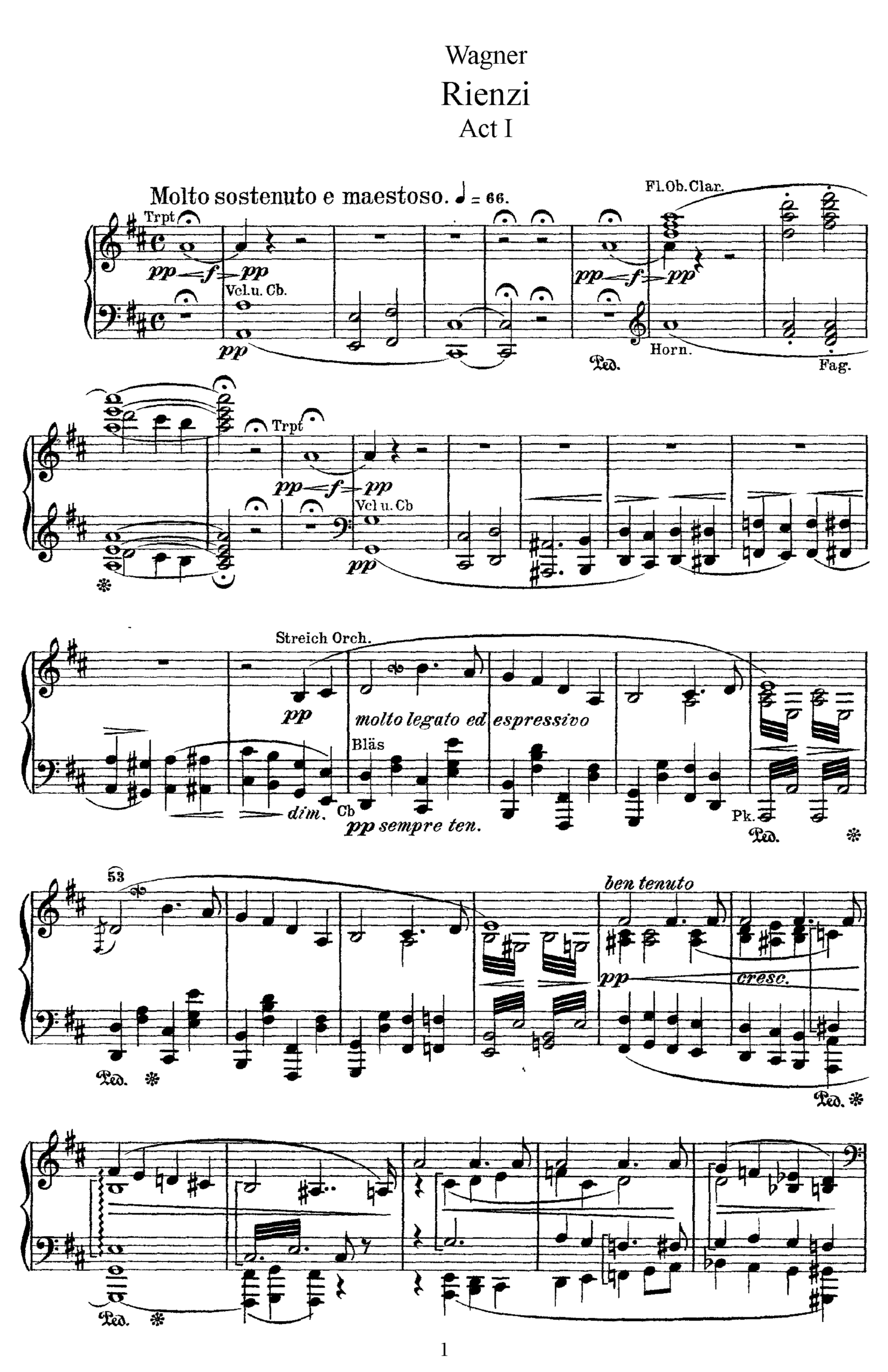 Wagner Richard Rienzi WWV 49 For Opera Vocal Score Free Sheet Music For Opera Vocal Score 8notes