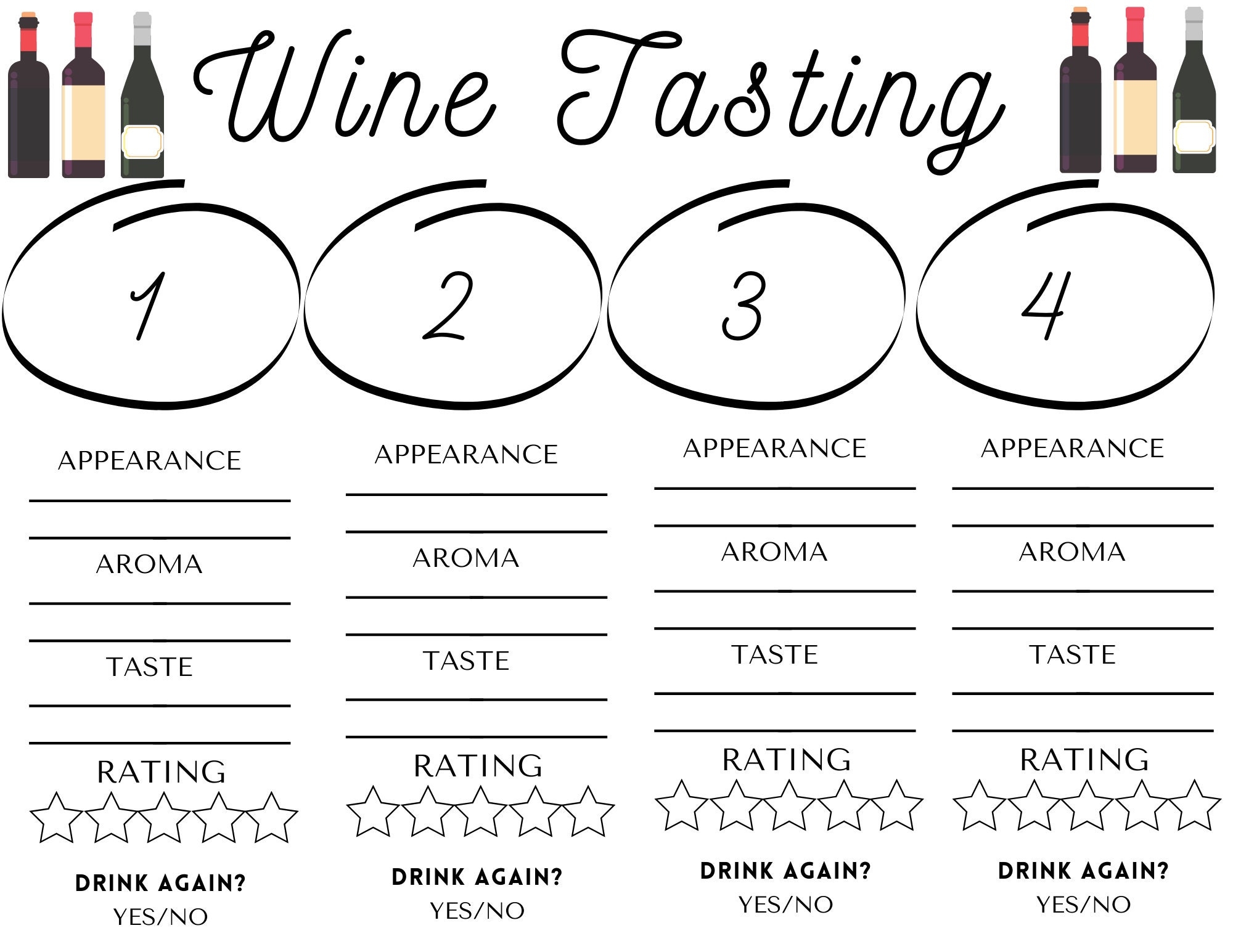 WINE TASTING Printable PDF Download Etsy