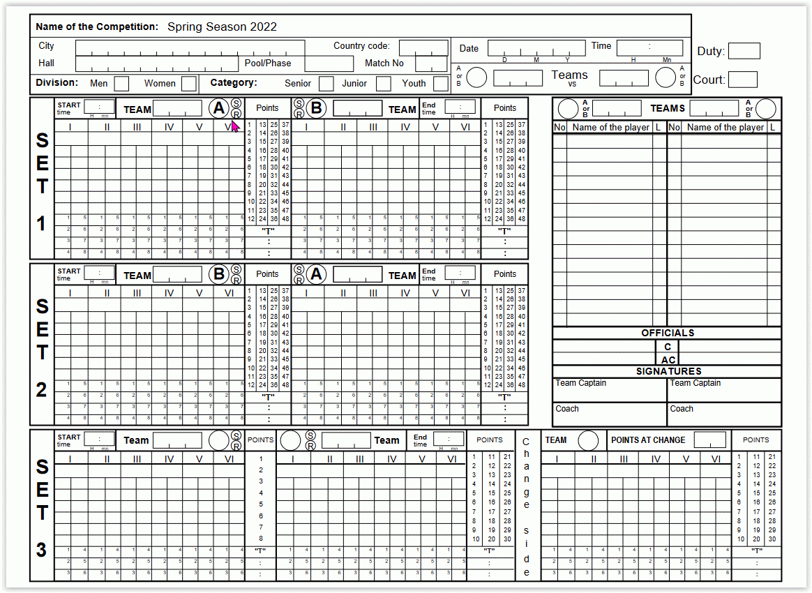 12 Sub Scoresheet
