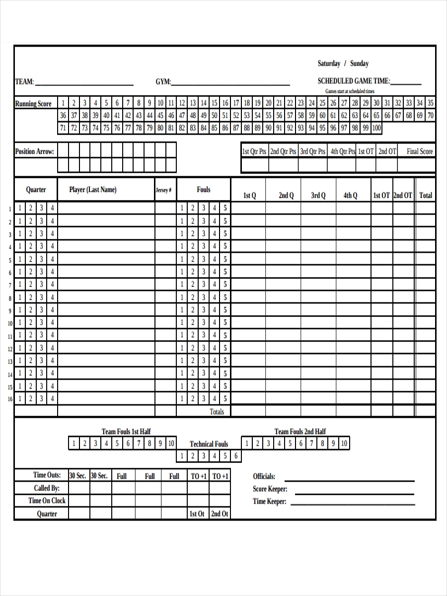 17 Score Sheet Examples To Download 17 Score Sheet Examples To Download