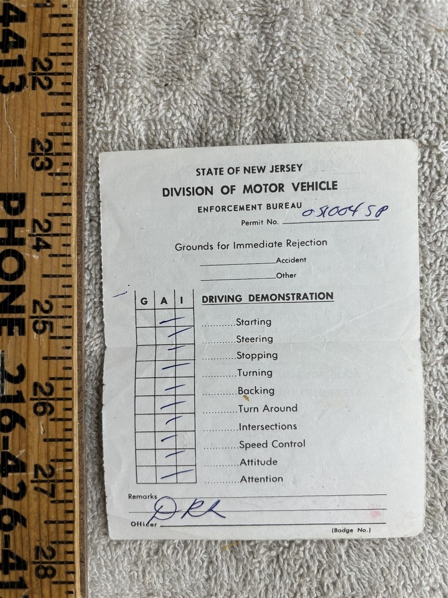 1970s New Jersey Driving Test Score Sheet Highway Patrol Vintage EBay 1970s New Jersey Driving Test Score Sheet Highway Patrol Vintage EBay