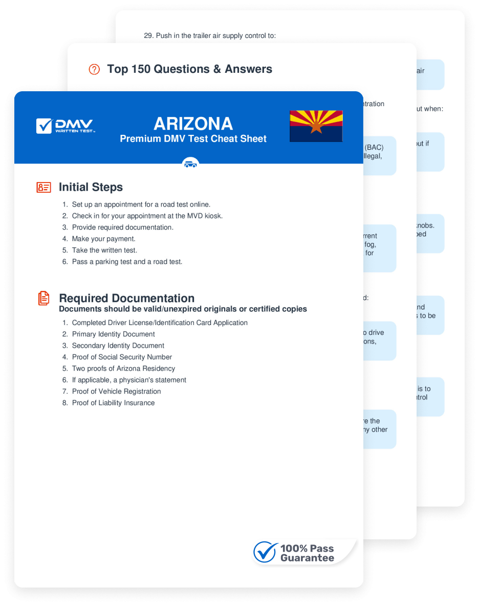 2025 Arizona DMV Permit Test Cheat Sheet 99 Pass Rate 