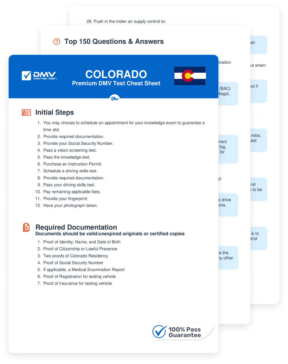 2025 Colorado DMV Permit Test Cheat Sheet 99 Pass Rate 