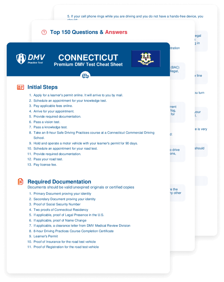 2025 Connecticut DMV Test Cheat Sheet 99 Pass Rate 