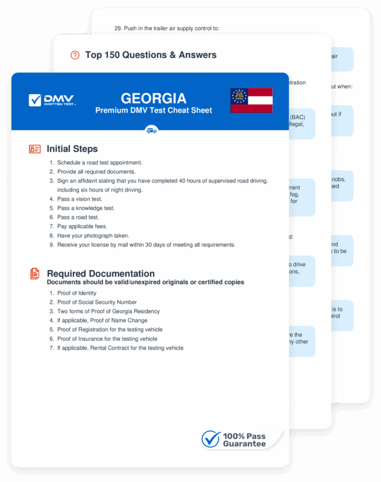 2025 Georgia DMV Permit Test Cheat Sheet 99 Pass Rate 