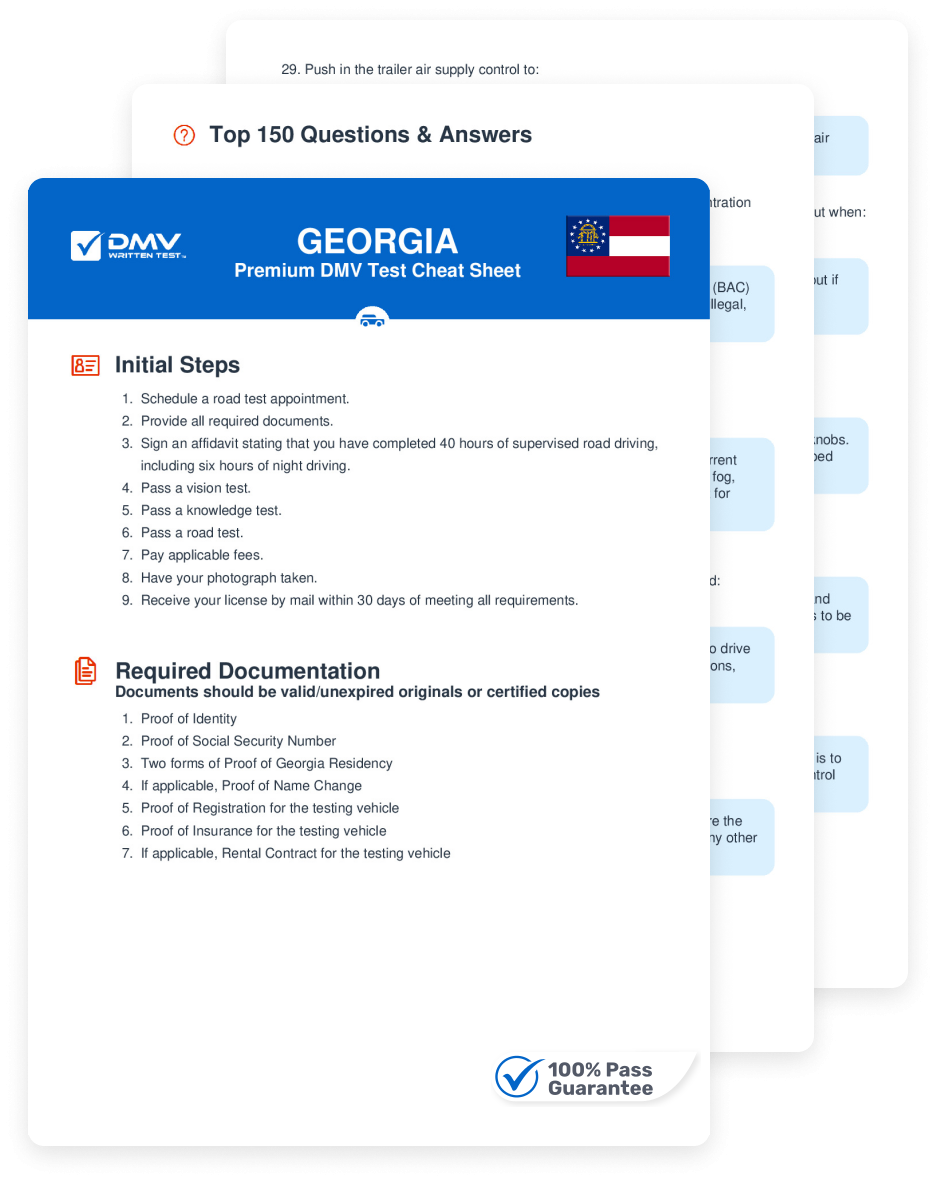 2025 Georgia DMV Permit Test Cheat Sheet 99 Pass Rate 