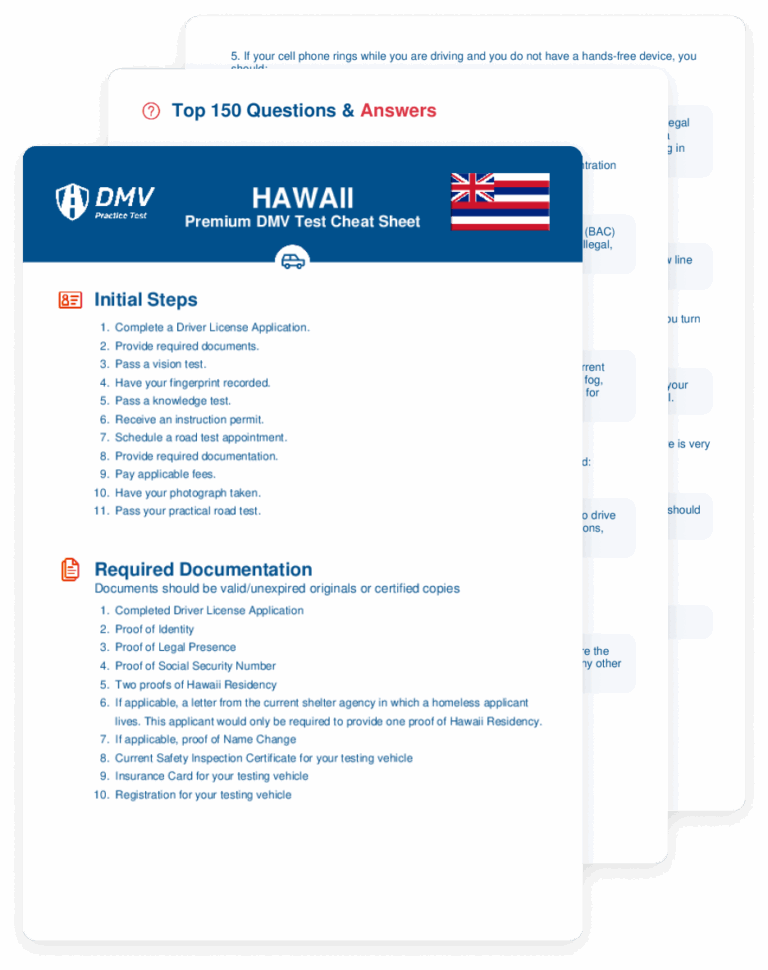 2025 Hawaii DMV Test Cheat Sheet 99 Pass Rate 