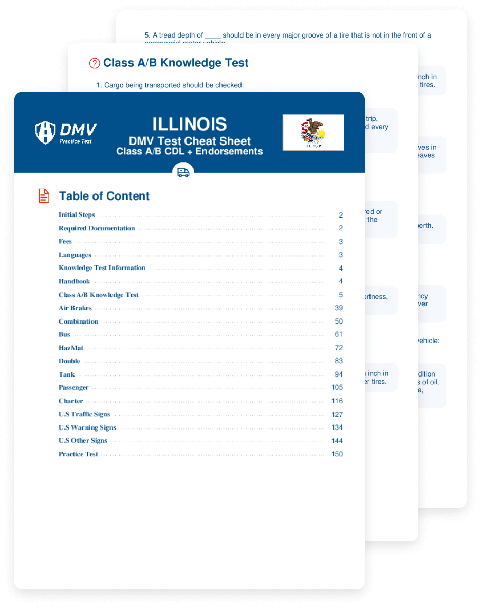 2025 Illinois DMV CDL Test Cheat Sheet 99 Pass Rate 