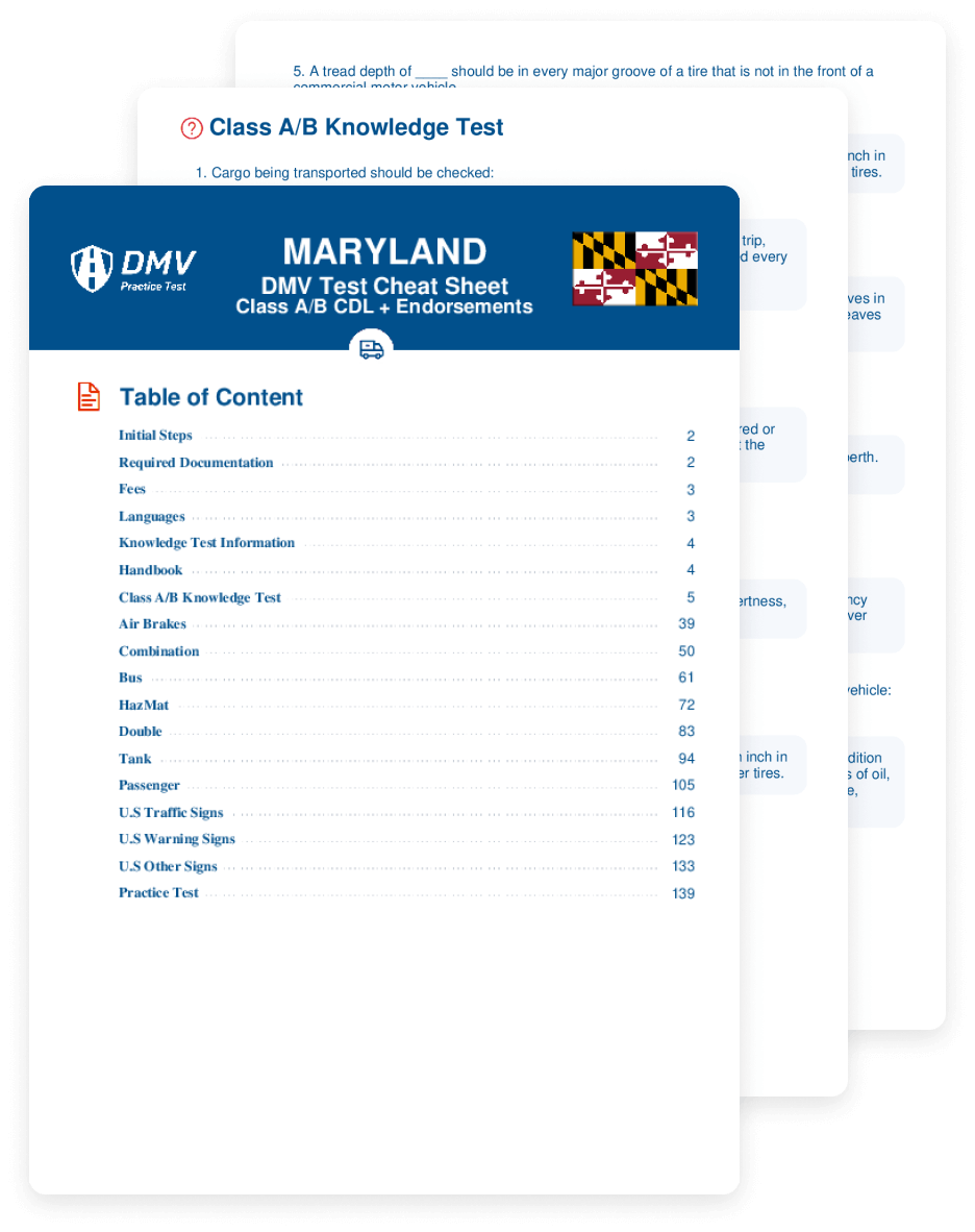 2025 Maryland DMV CDL Test Cheat Sheet 99 Pass Rate 