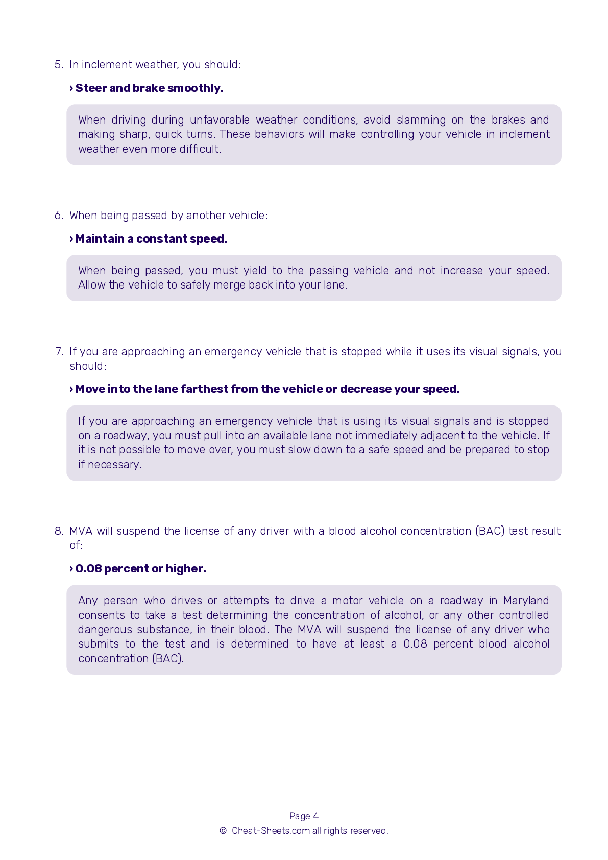 2025 Maryland DMV Permit Test Cheat Sheet 99 Pass Rate 