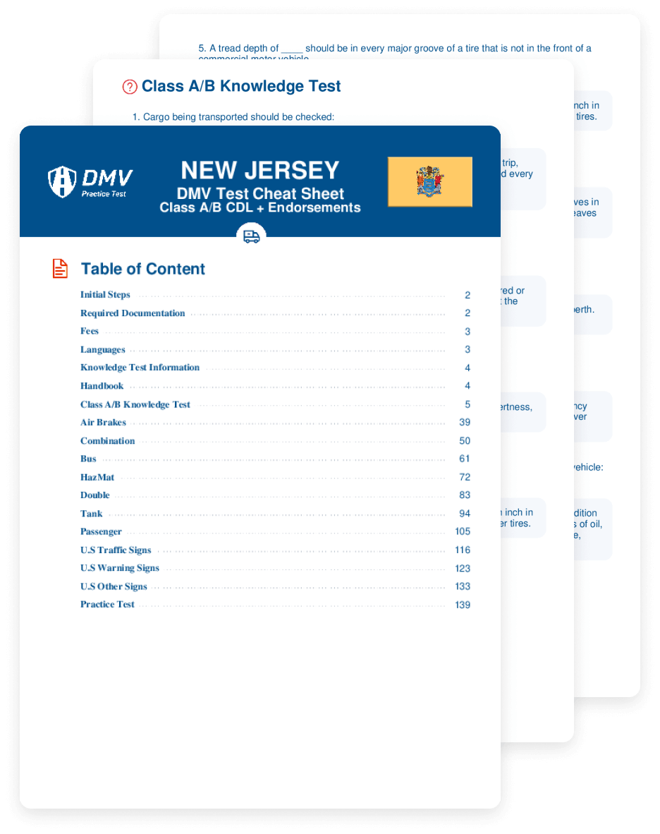 2025 New Jersey DMV CDL Test Cheat Sheet 99 Pass Rate 