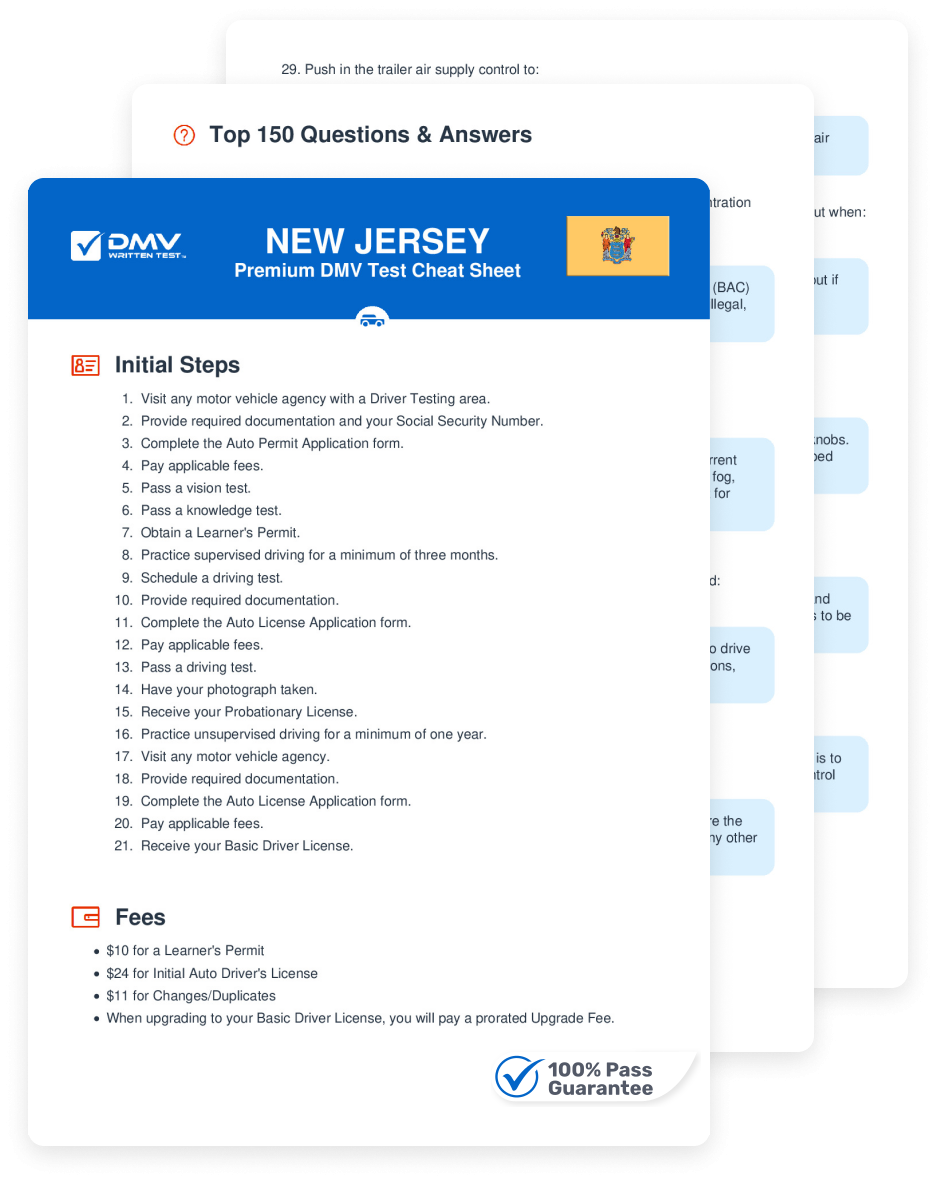 2025 New Jersey DMV Permit Test Cheat Sheet 99 Pass Rate 2025 New Jersey DMV Permit Test Cheat Sheet 99 Pass Rate