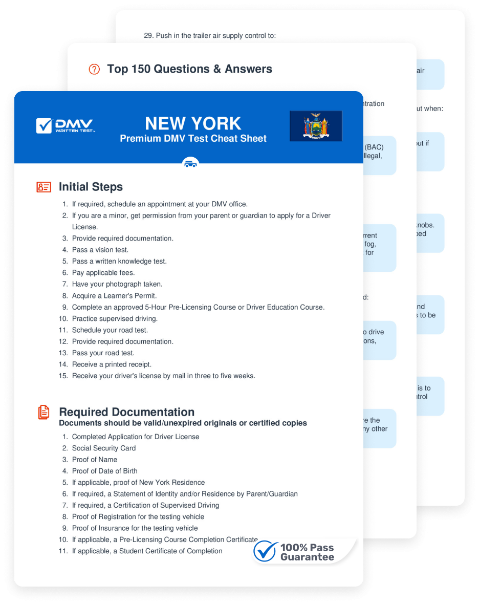 2025 New York DMV Permit Test Cheat Sheet 99 Pass Rate 