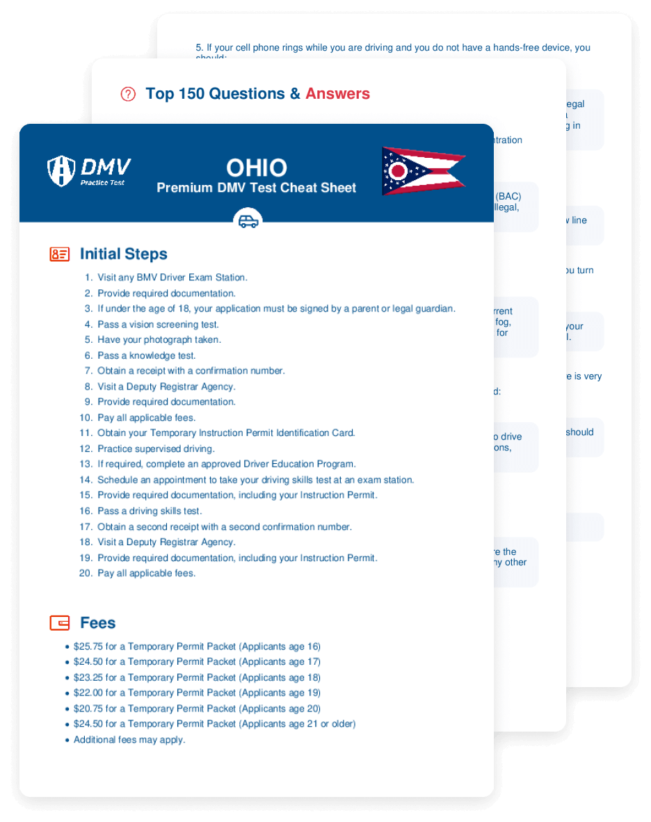 2025 Ohio DMV Test Cheat Sheet 99 Pass Rate 