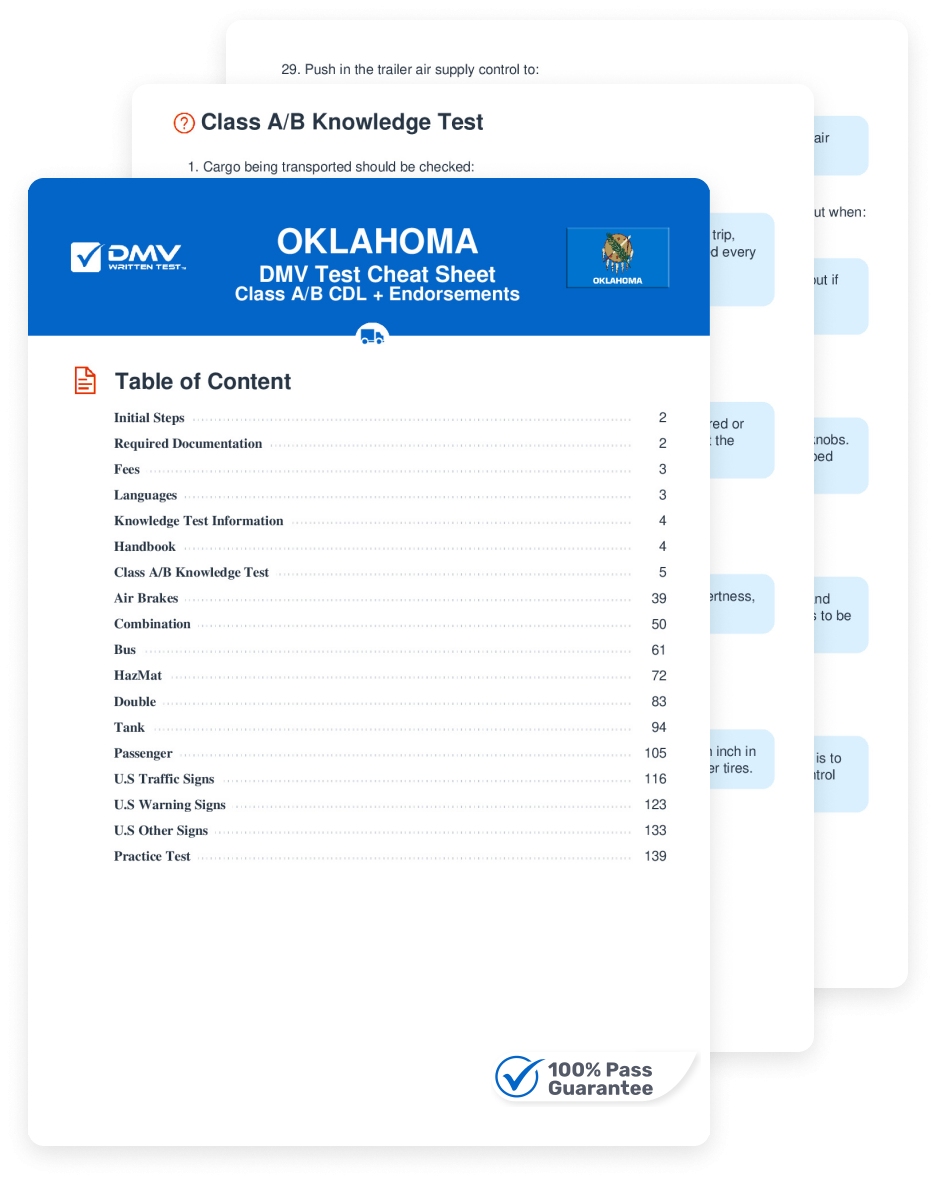 2025 Oklahoma DMV CDL Permit Test Cheat Sheet 99 Pass Rate 2025 Oklahoma DMV CDL Permit Test Cheat Sheet 99 Pass Rate