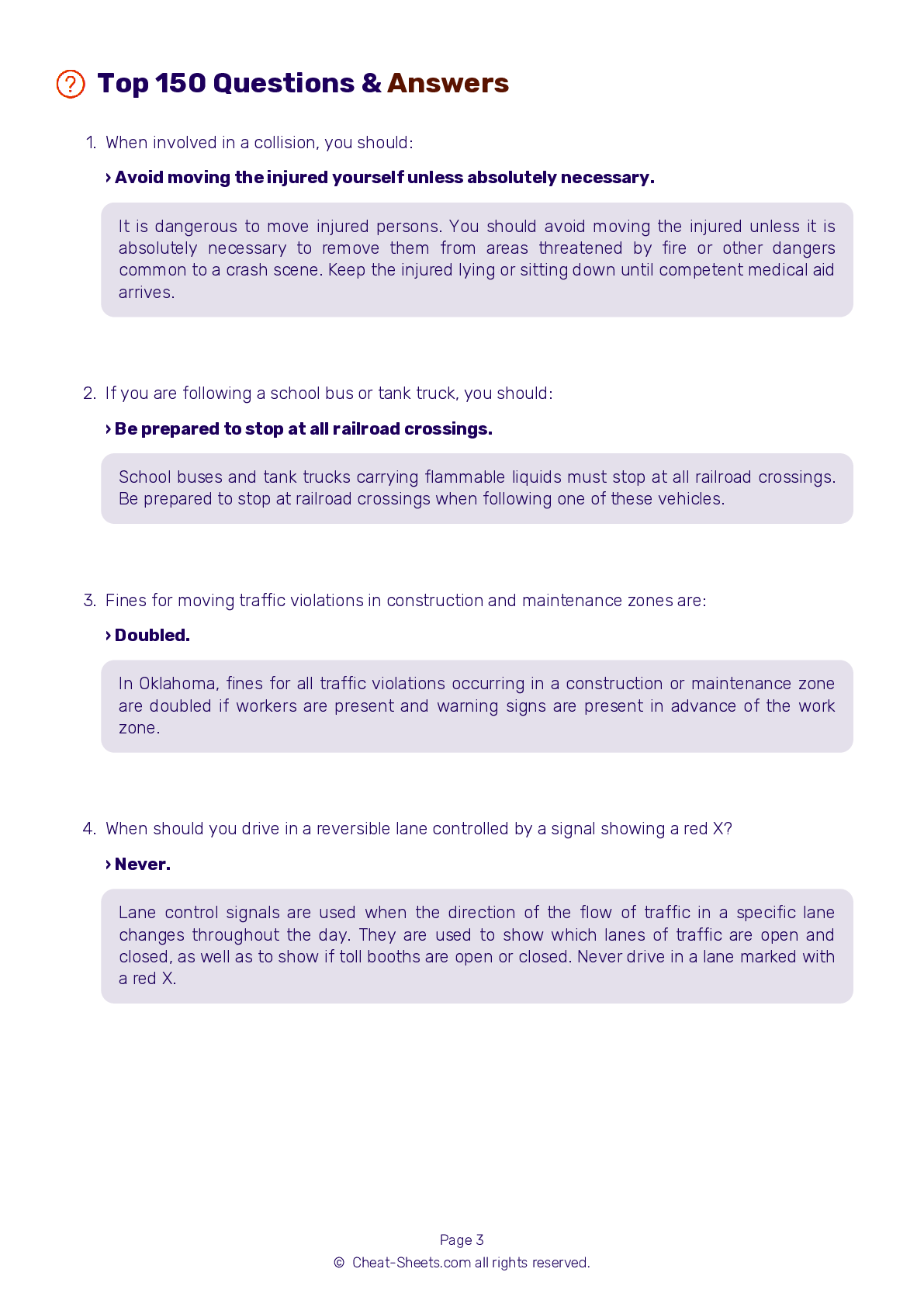 2025 Oklahoma DMV Permit Test Cheat Sheet 99 Pass Rate 