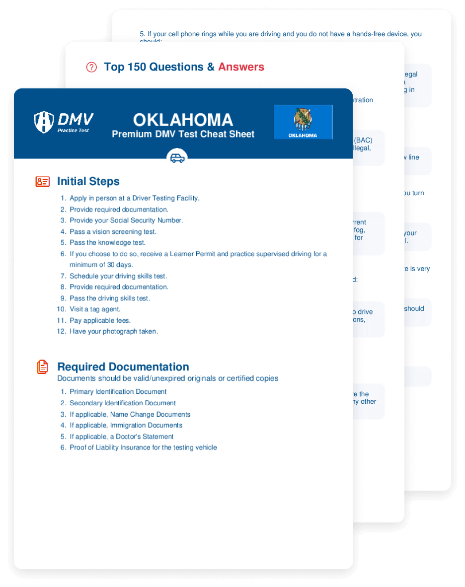 2025 Oklahoma DMV Test Cheat Sheet 99 Pass Rate 