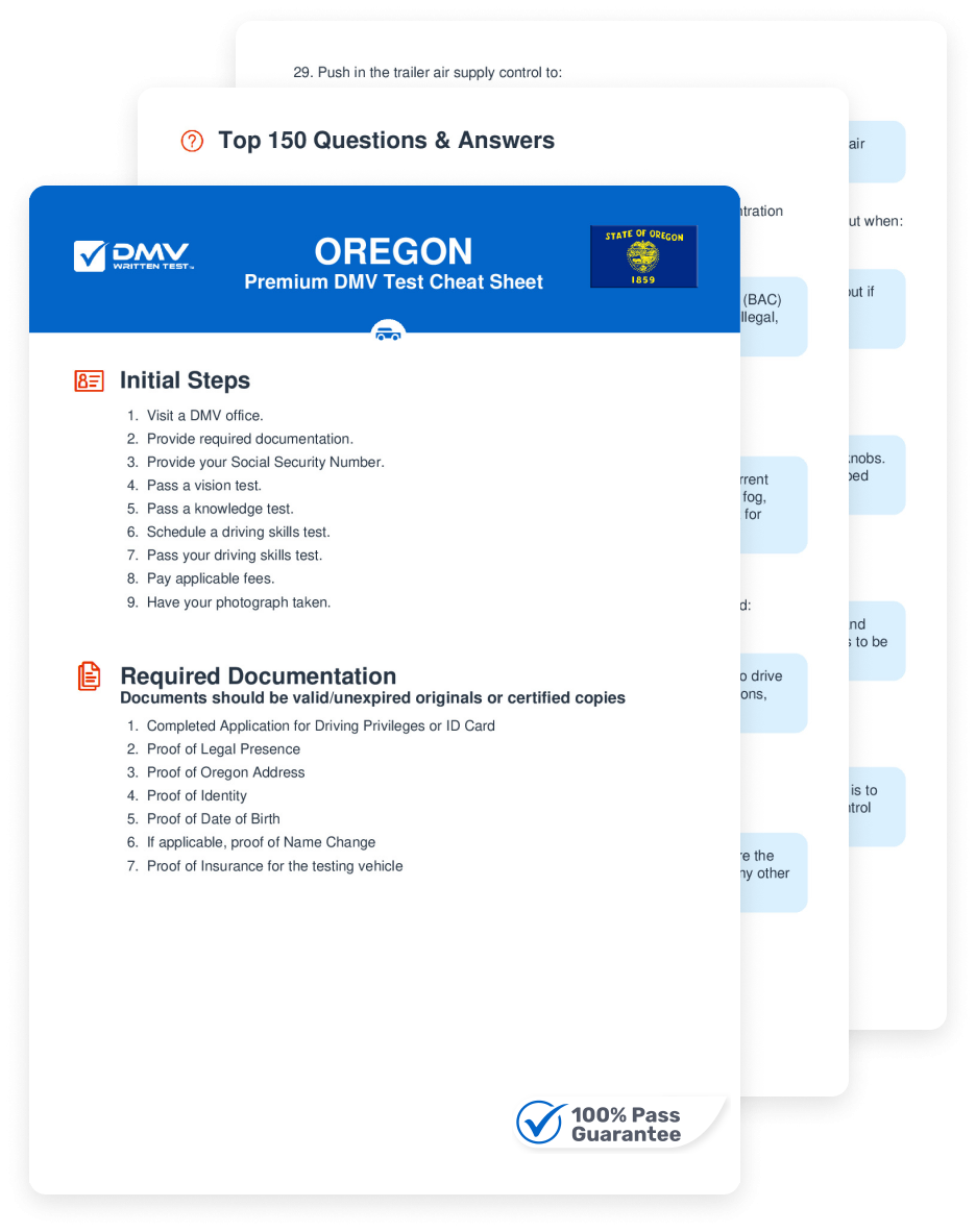 2025 Oregon DMV Permit Test Cheat Sheet 99 Pass Rate 