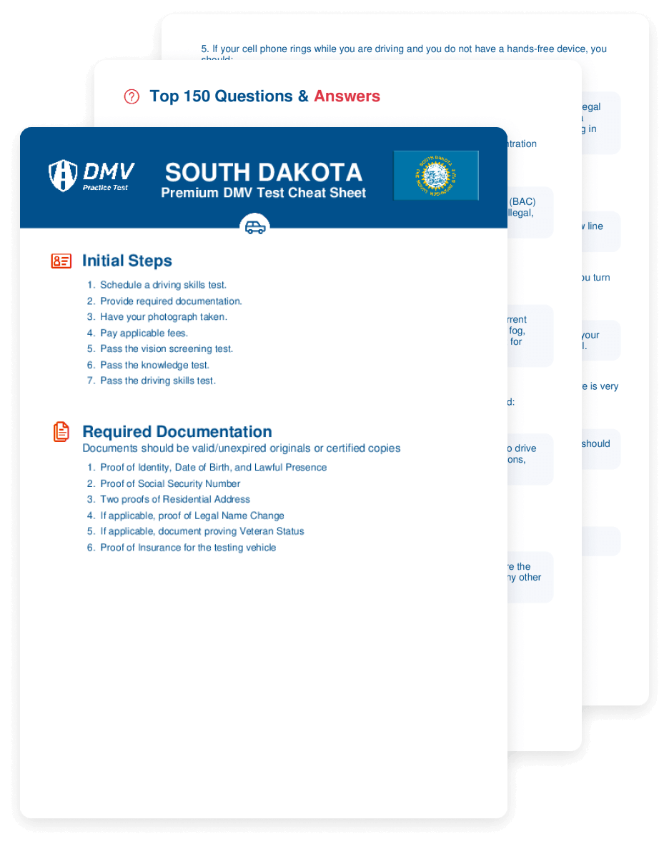 2025 South Dakota DMV Test Cheat Sheet 99 Pass Rate 