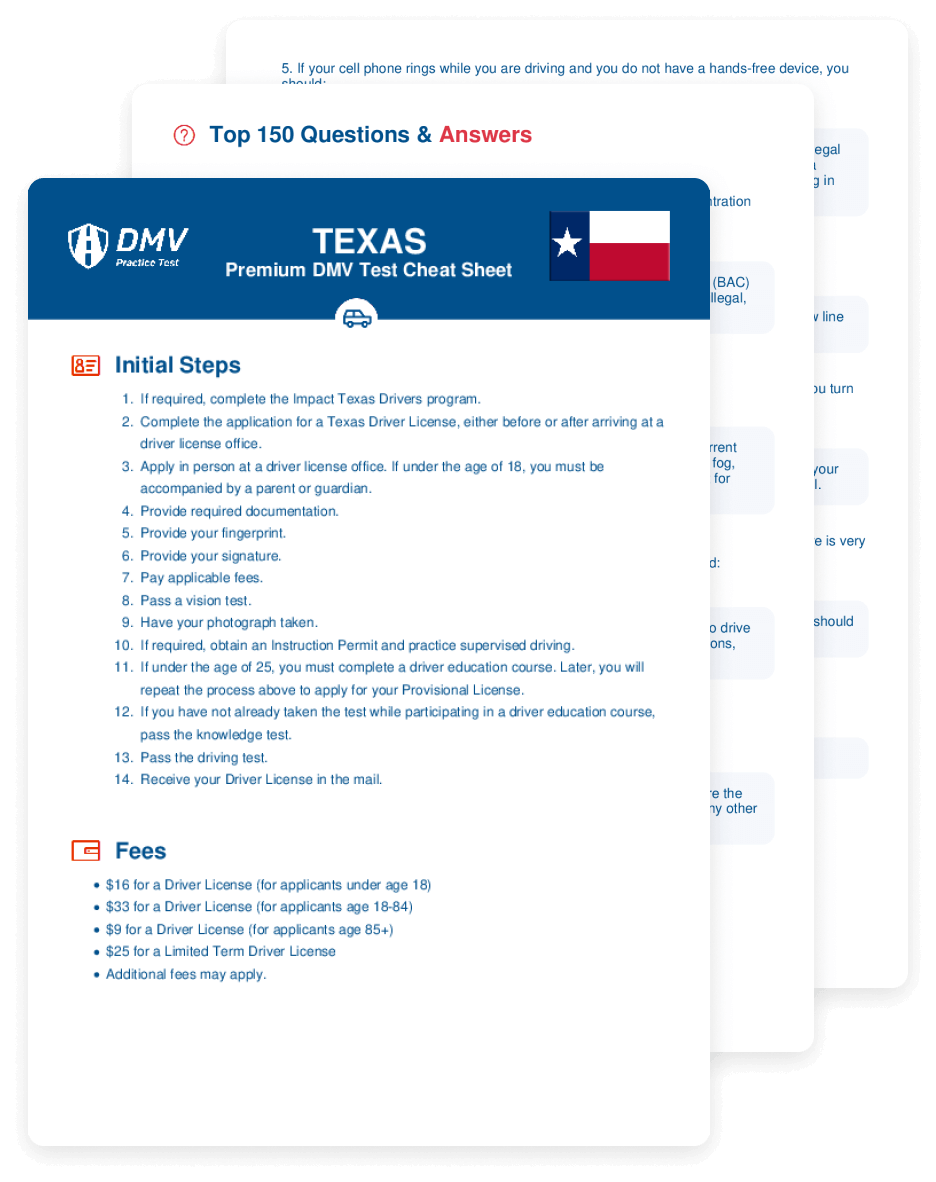 2025 Texas DMV Test Cheat Sheet 99 Pass Rate 