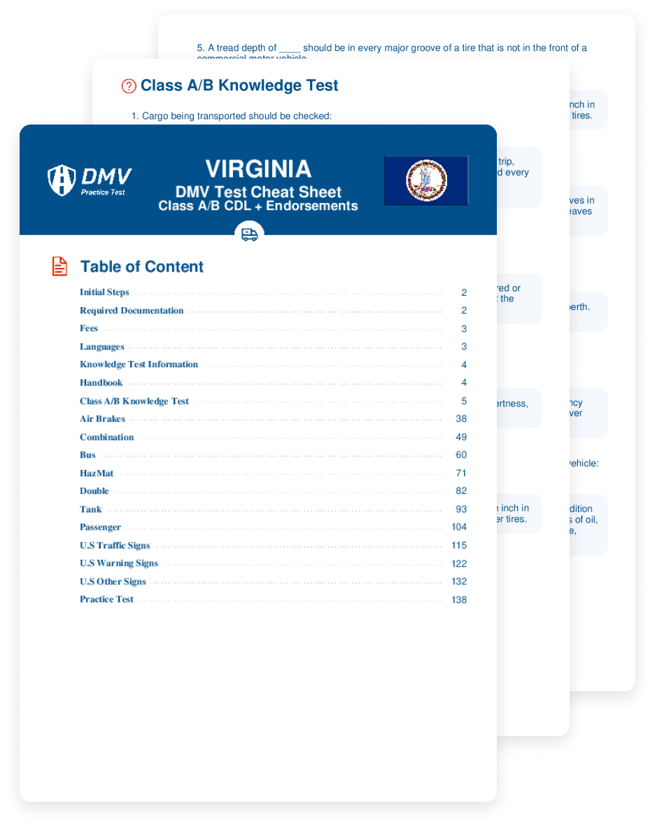 2025 Virginia DMV CDL Test Cheat Sheet 99 Pass Rate 
