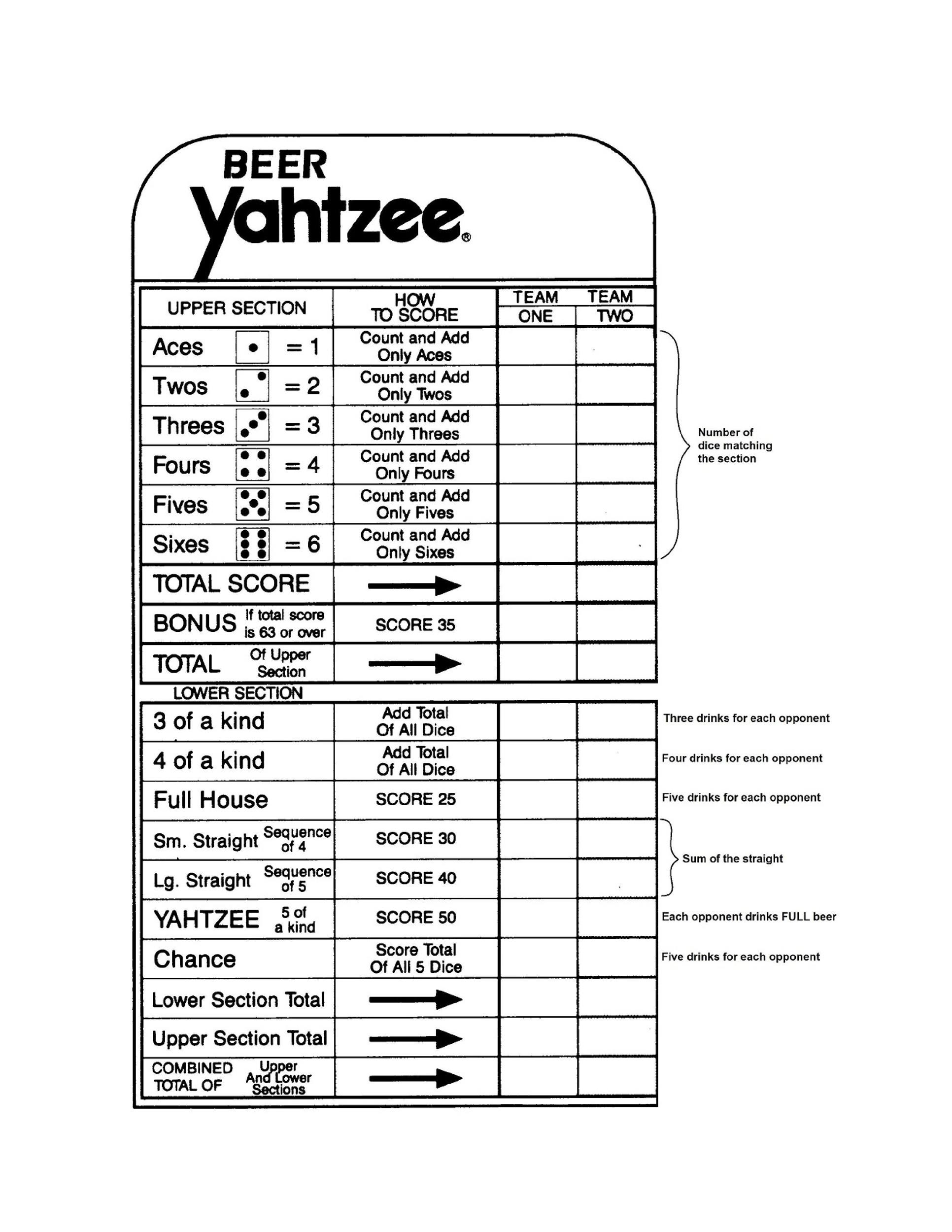 28 Printable Yahtzee Score Sheets U0026 Cards 101 FREE TemplateLab