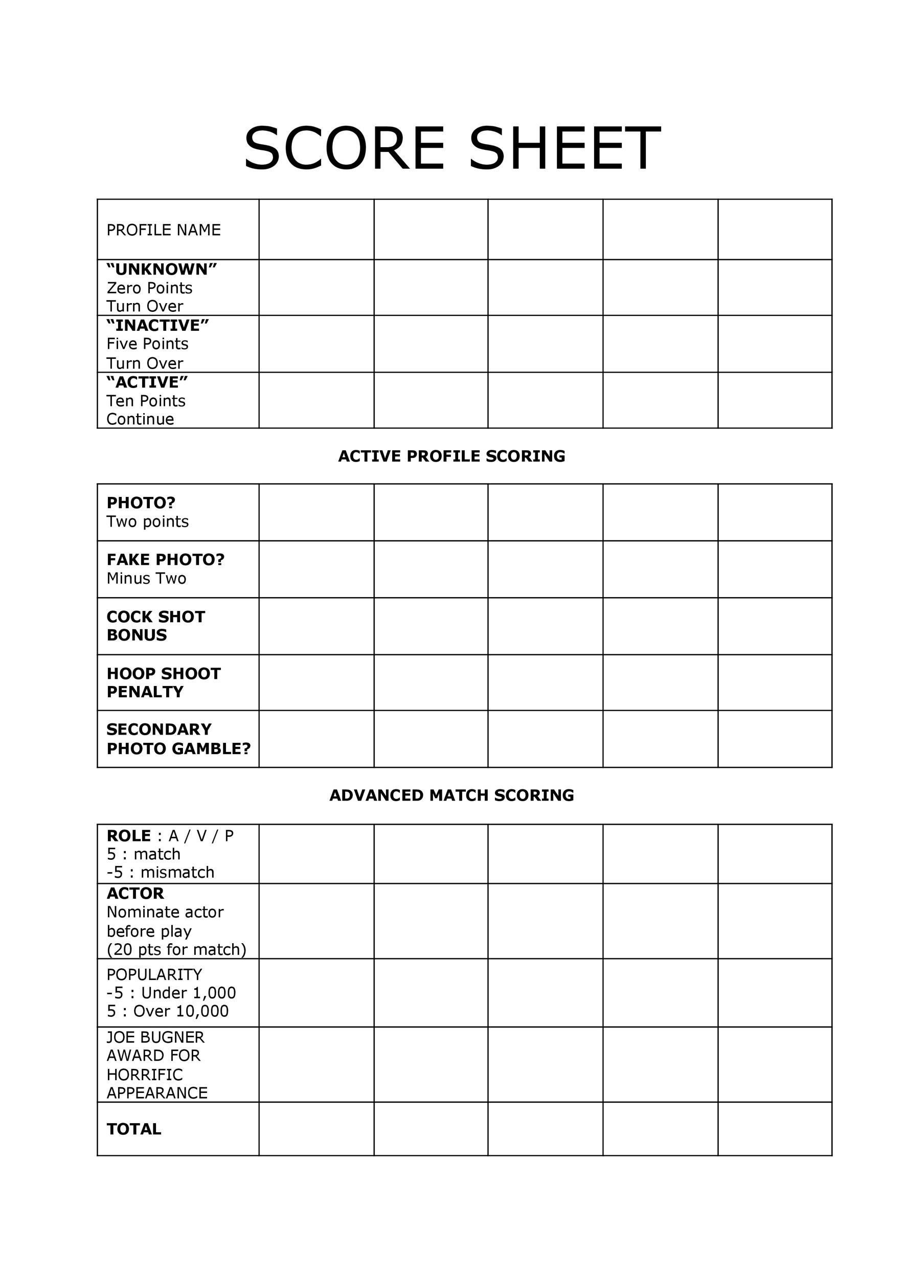 Yahtzee Junior Score Sheet Printable Yahtzee Junior Score Sheet Printable