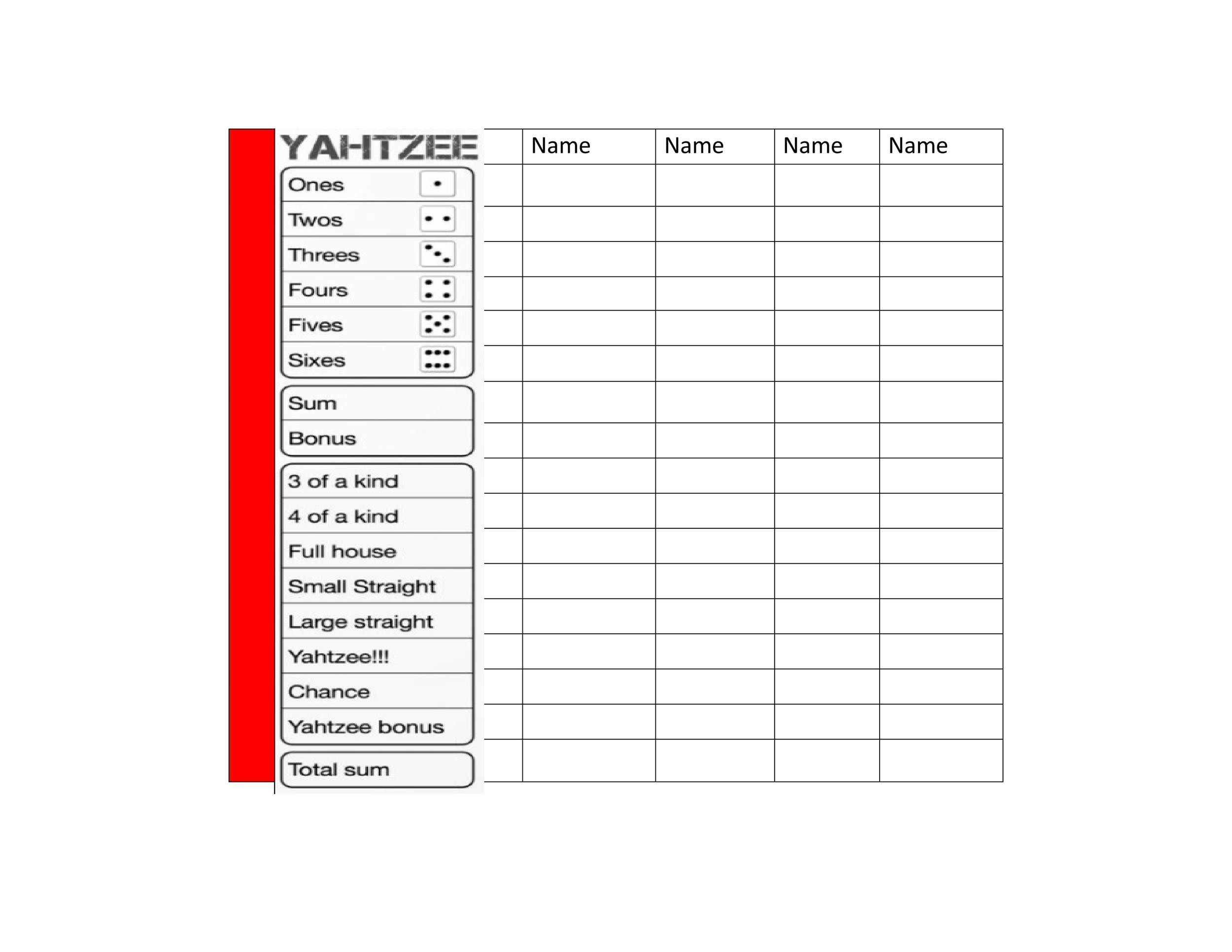 28 Printable Yahtzee Score Sheets U0026 Cards 101 FREE TemplateLab
