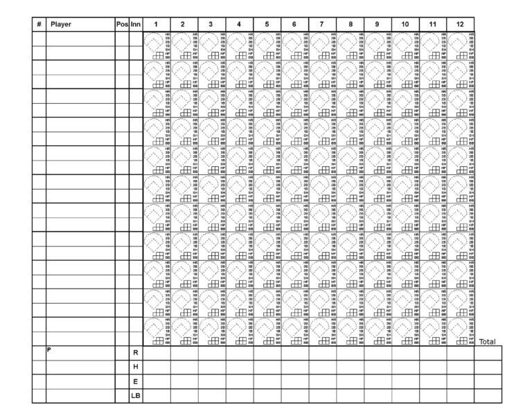 30 Printable Baseball Scoresheet Scorecard Templates TemplateLab