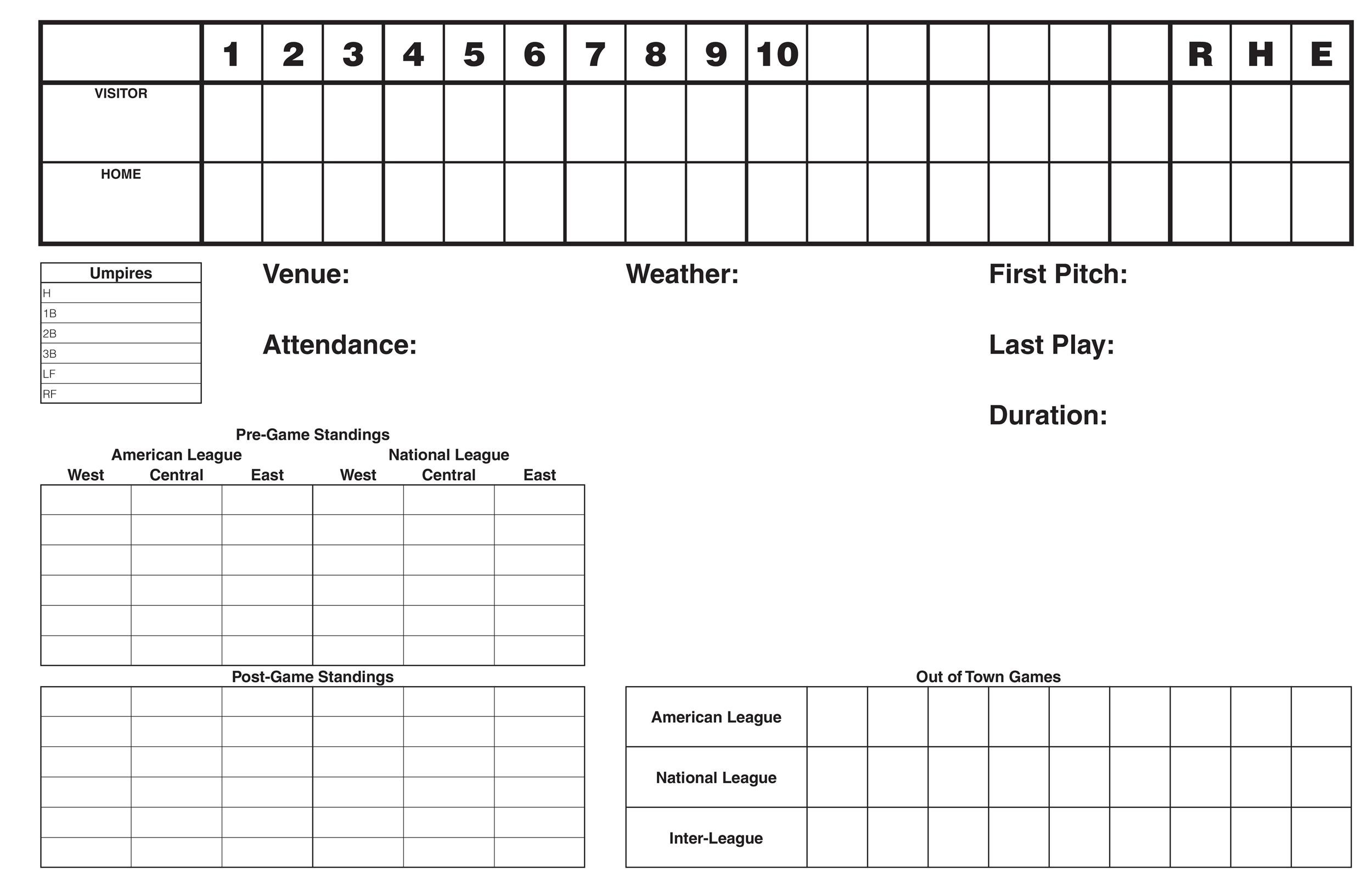 30 Printable Baseball Scoresheet Scorecard Templates TemplateLab