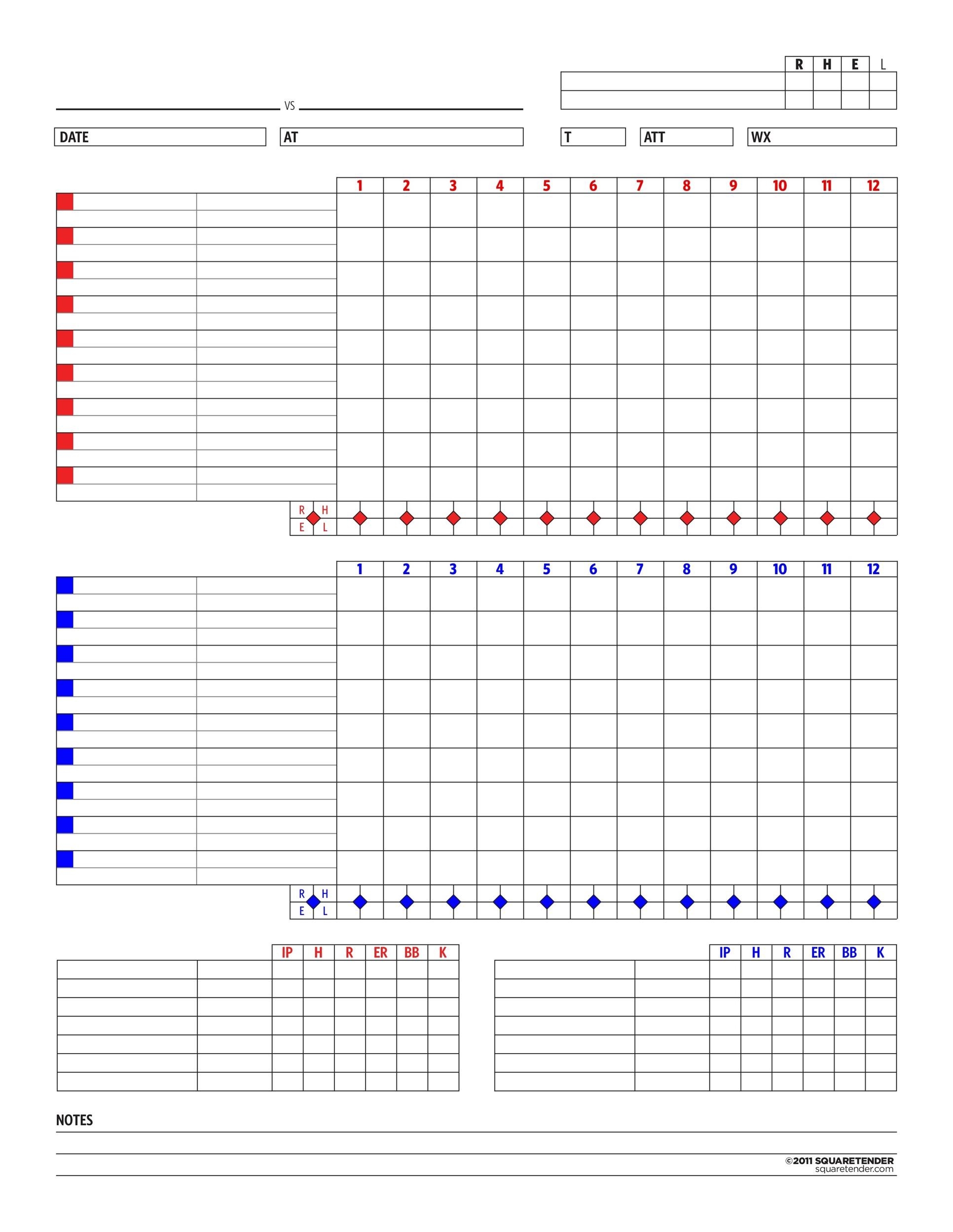 30 Printable Baseball Scoresheet Scorecard Templates TemplateLab 30 Printable Baseball Scoresheet Scorecard Templates TemplateLab