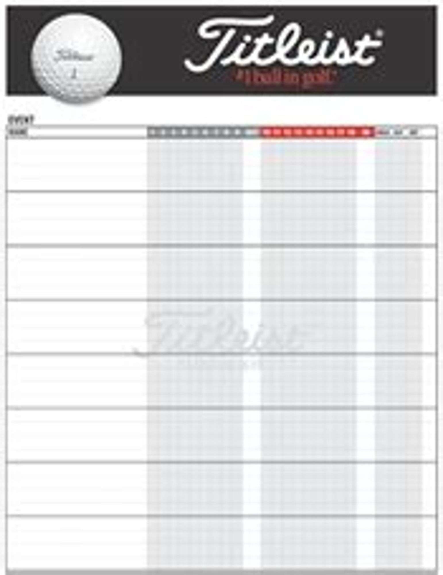 30 Sheets Double Sided 2020 Large Titleist Score Sheets 32