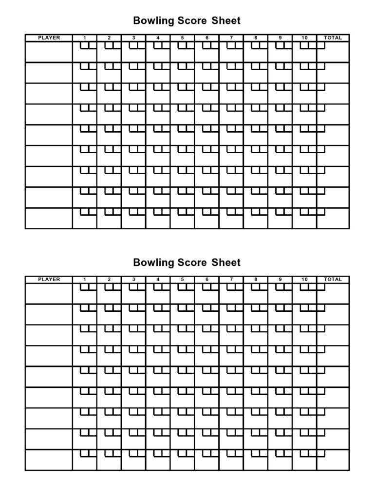 36 Printable Bowling Score Sheet Templates u0026 Examples 