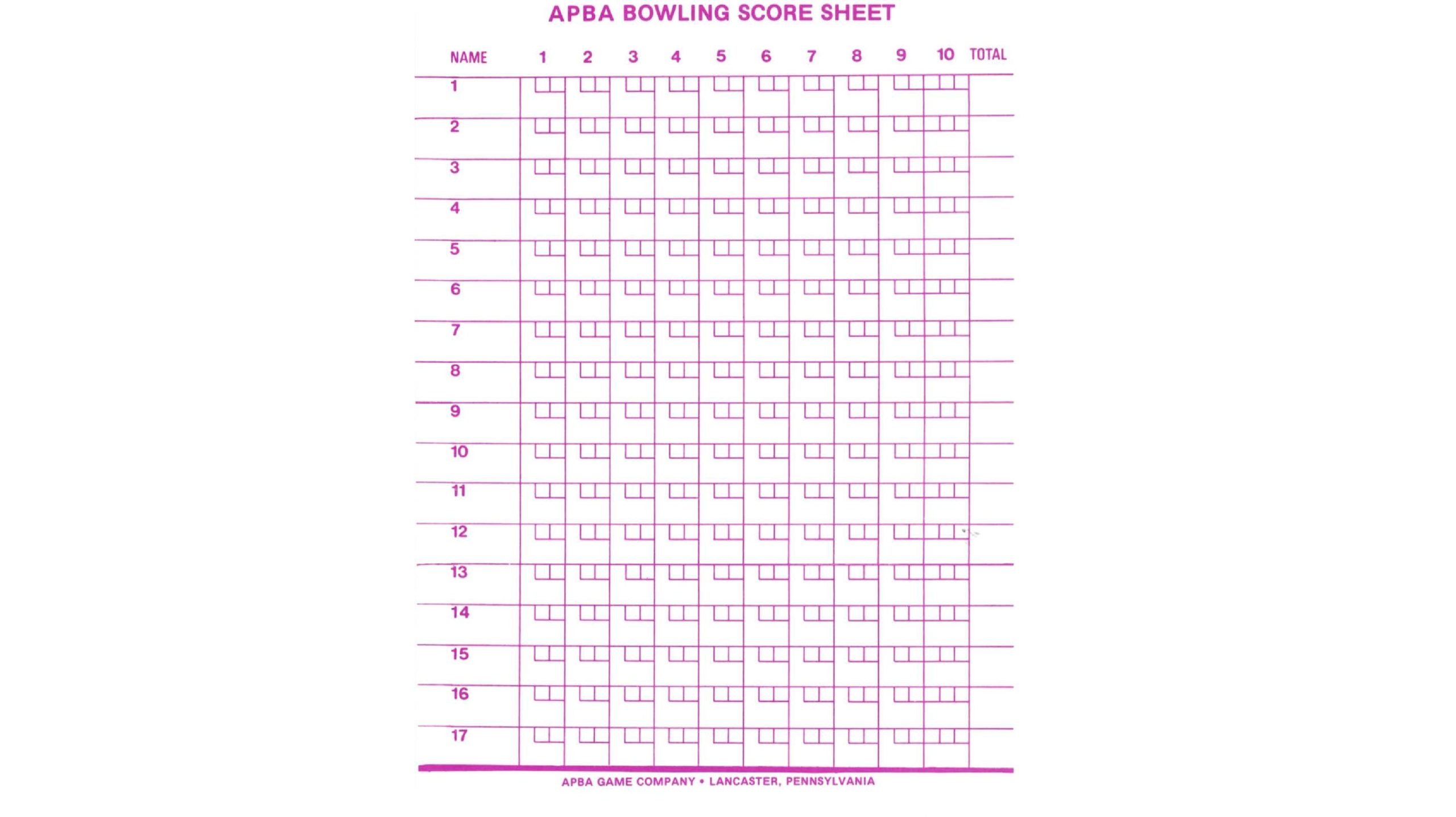 Bowling Tournament Score Sheet