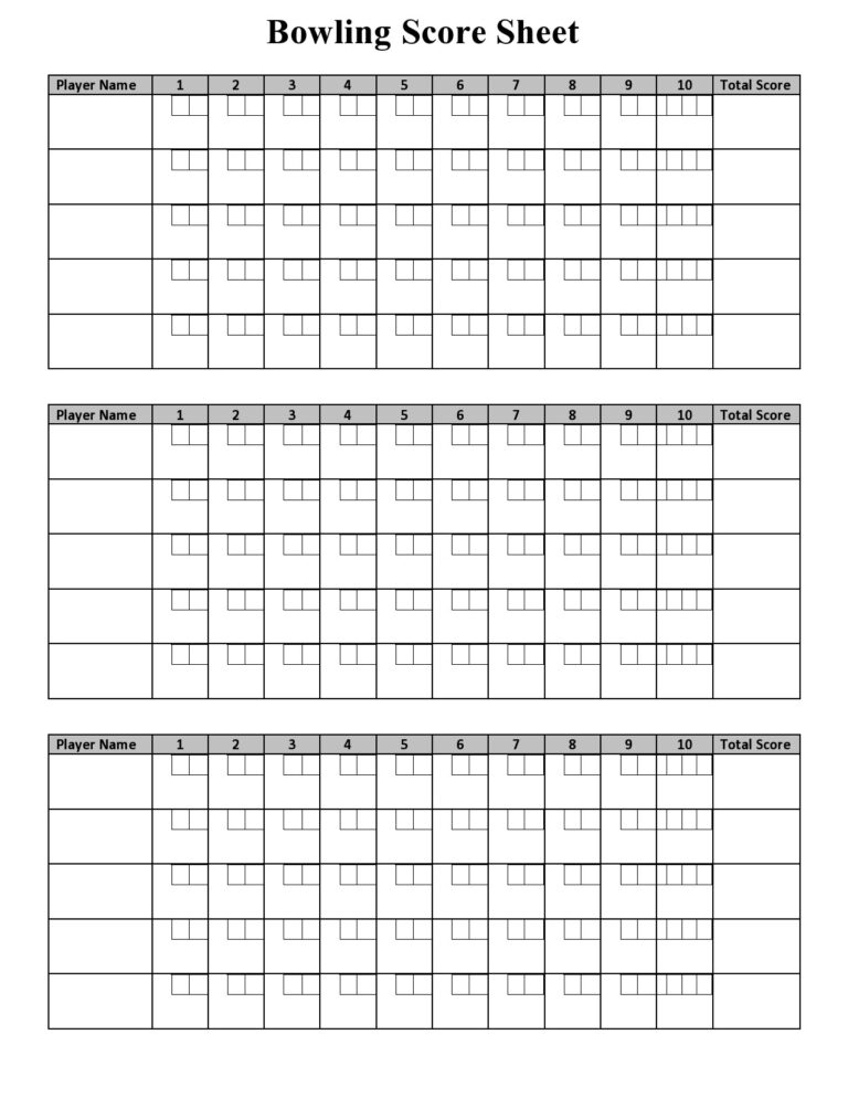 36 Printable Bowling Score Sheet Templates u0026 Examples 