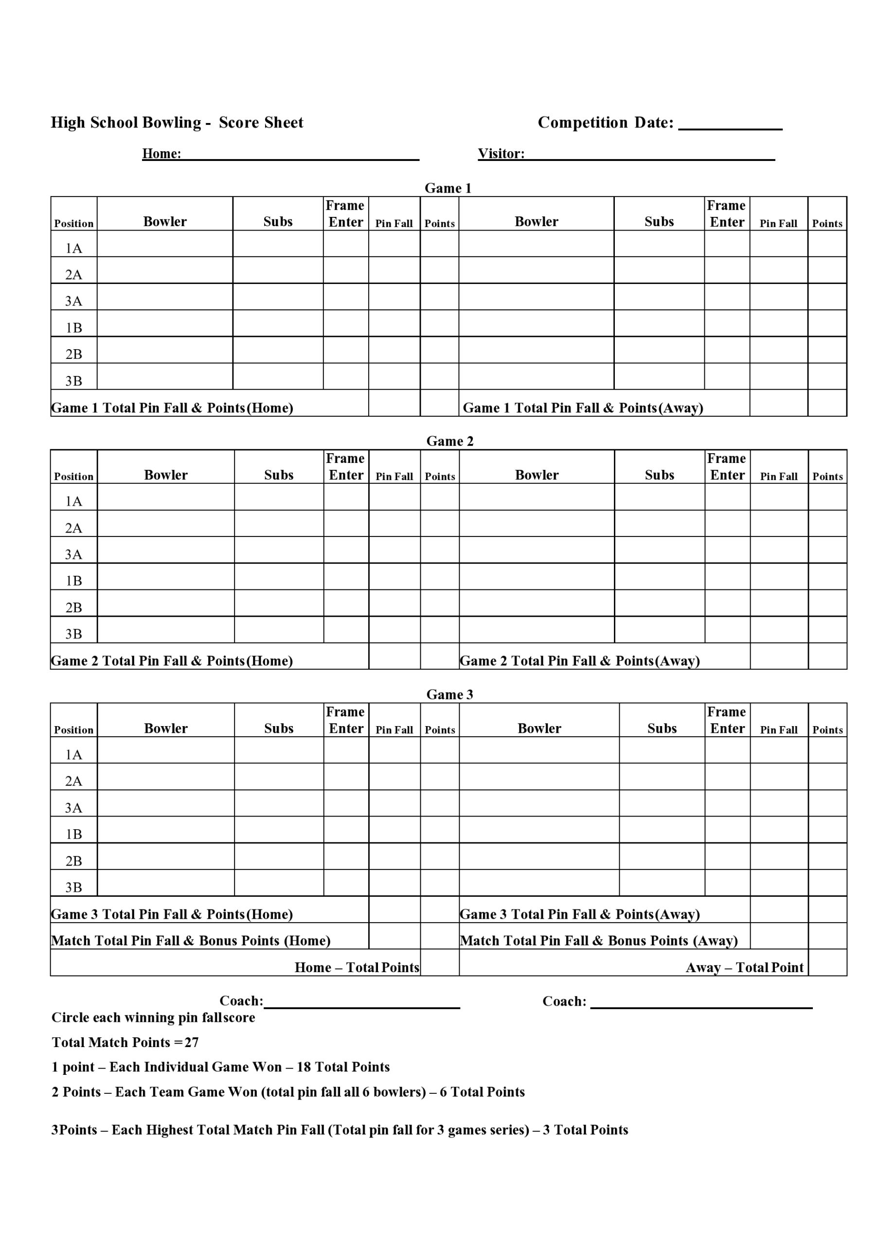 36 Printable Bowling Score Sheet Templates u0026 Examples 