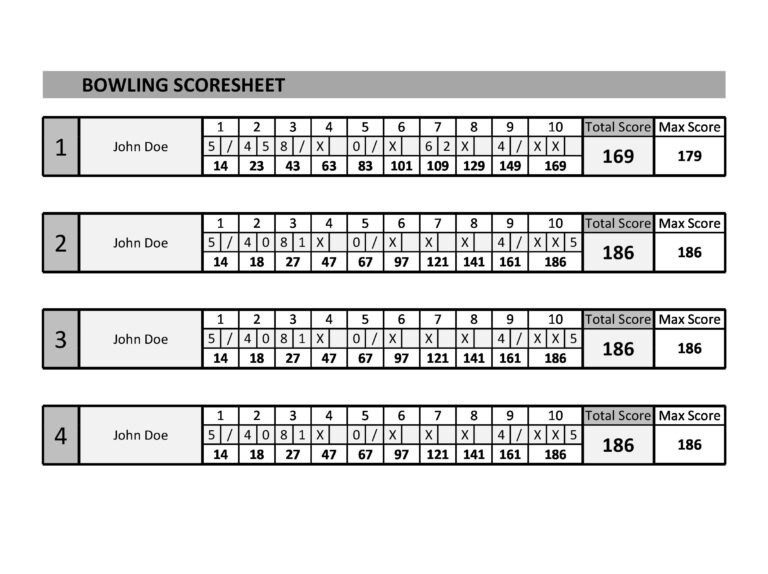 36 Printable Bowling Score Sheet Templates u0026 Examples 