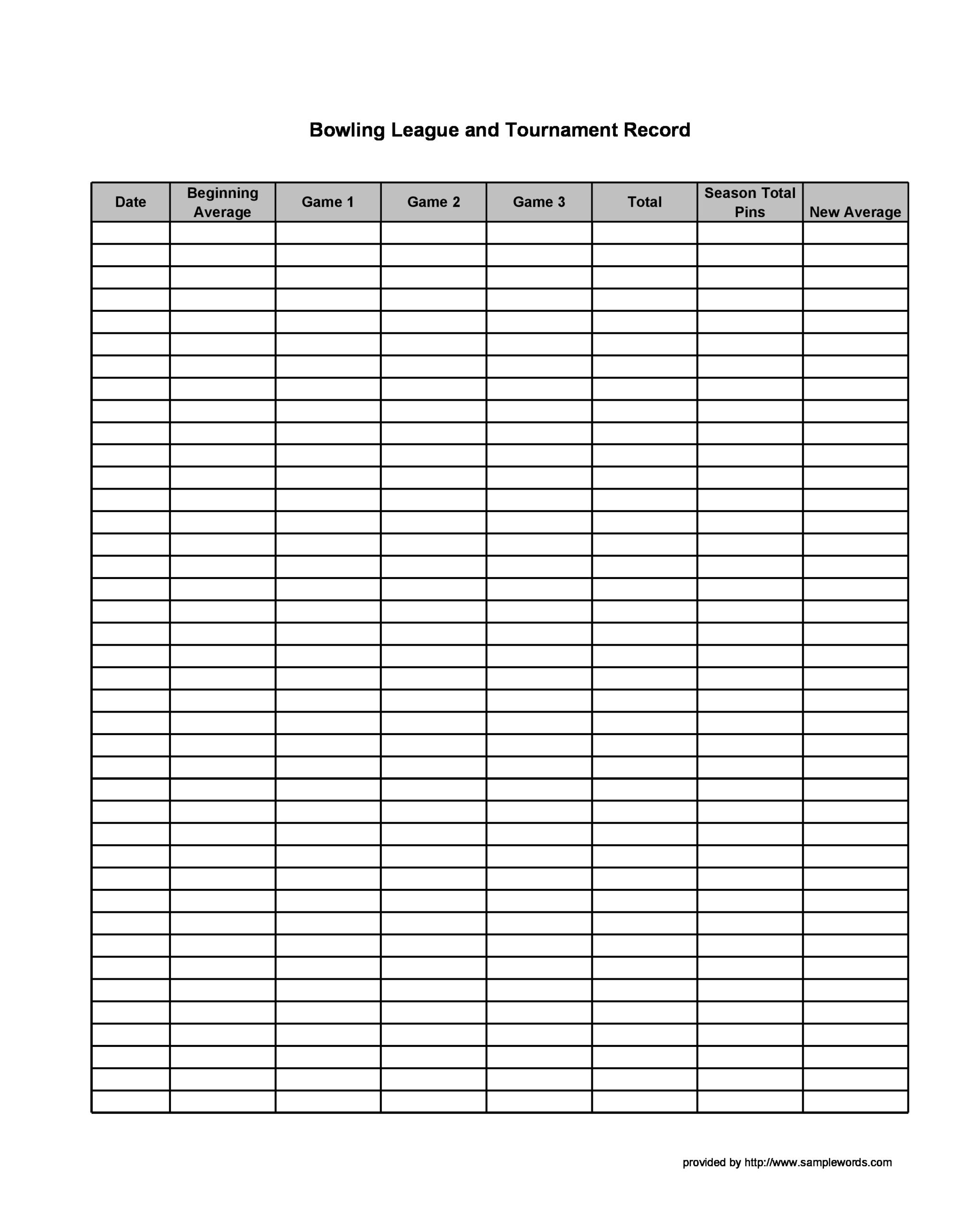 36 Printable Bowling Score Sheet Templates u0026 Examples 