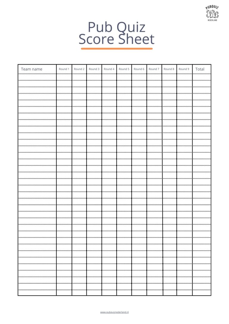 3x Free Pub Quiz Score Sheets Download The PDF