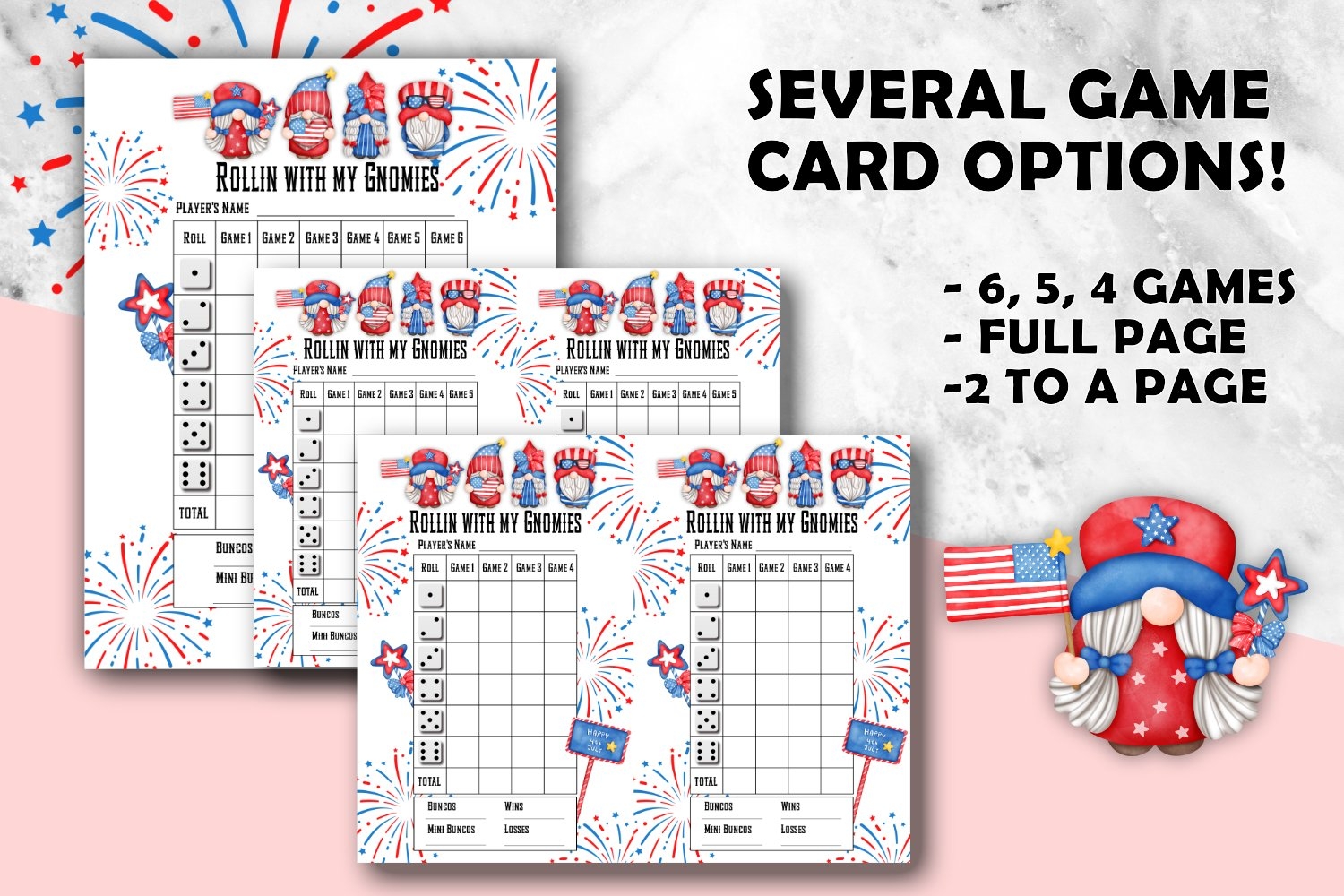 4th Of July Bunco Score Cards Printable Bunco Set 4th Of July Bunco Score Cards Printable Bunco Set