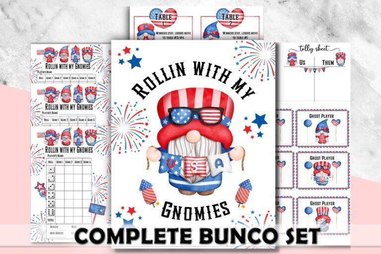 4th Of July Bunco Score Cards Printable Bunco Set