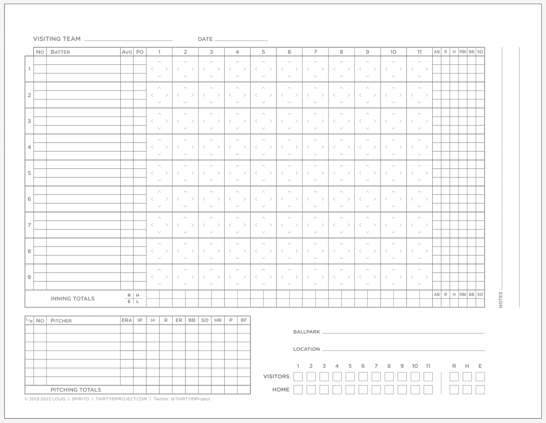 6 Free Printable Baseball Scorecards Scorebook Pages 6 Free Printable Baseball Scorecards Scorebook Pages