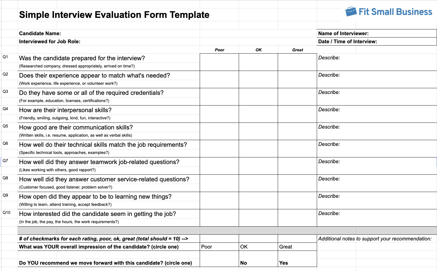 8 Free Interview Evaluation Forms U0026 3 Scorecard Templates